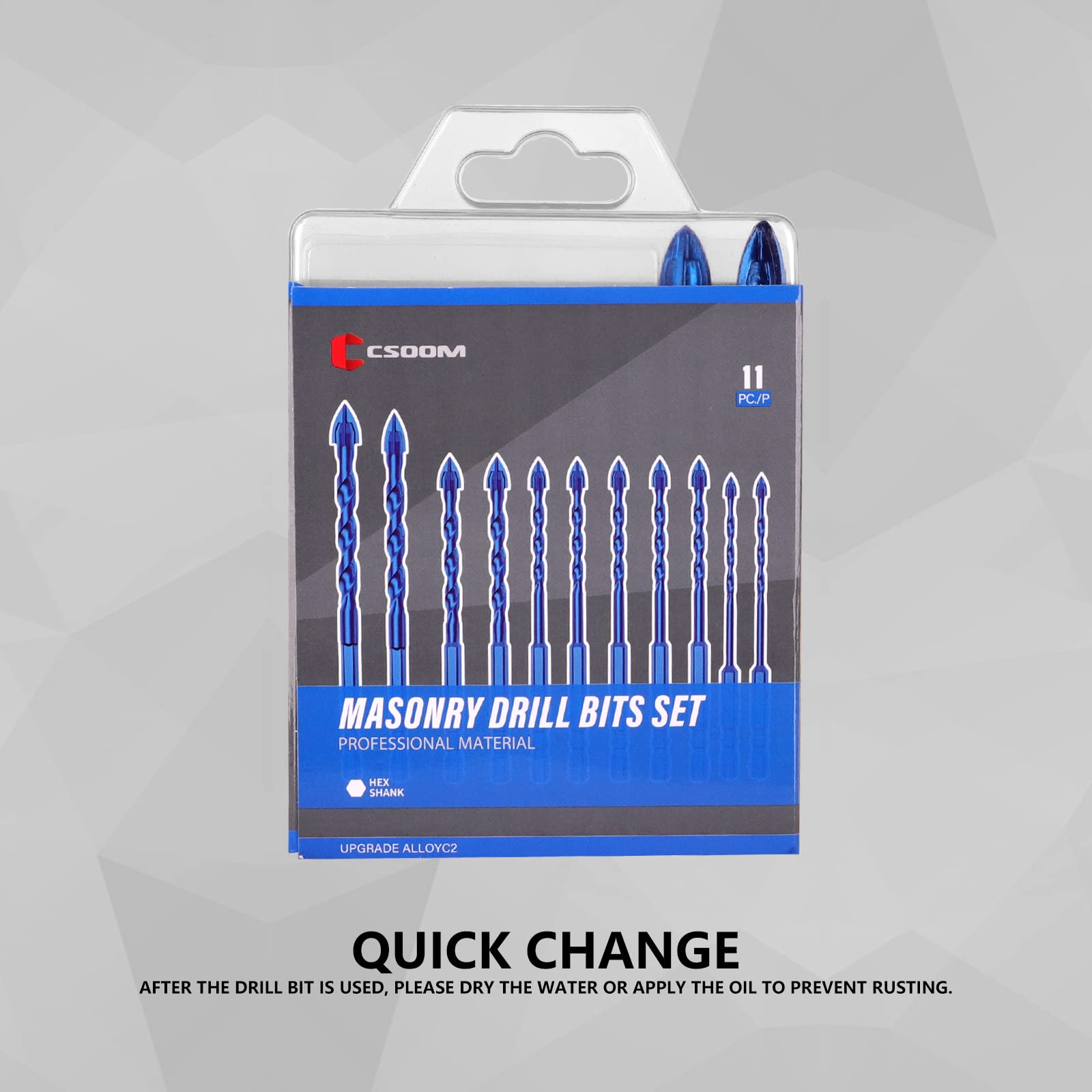 4-Piece Masonry Drill Bit Set with Industrial Strength Carbide Tips - for Tile, Cement, Brick, Glass & Wood Drilling - Perfect for Home Renovation, Construction & DIY Projects