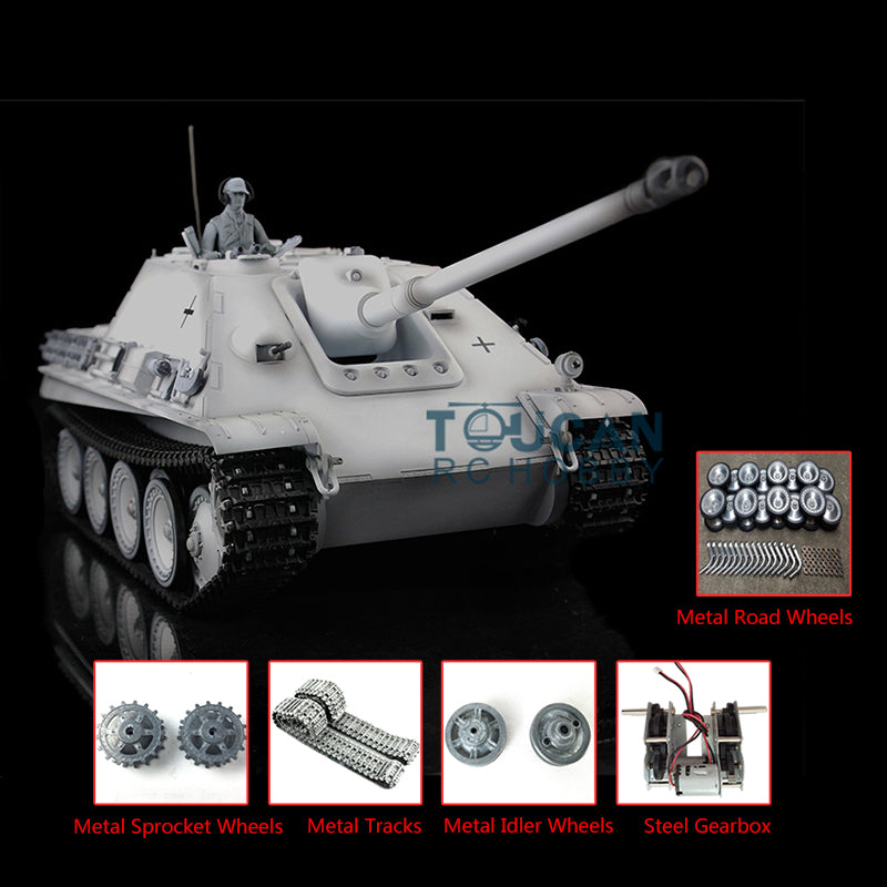 Henglong 1/16 Scale 7.0 Customized Radio Control RC Tank 3869 Jadpanther RTR with Metal Road Wheels, Tracks & Smoking System - Ready-to-Run Military Model for Collectors & Battle Simulation