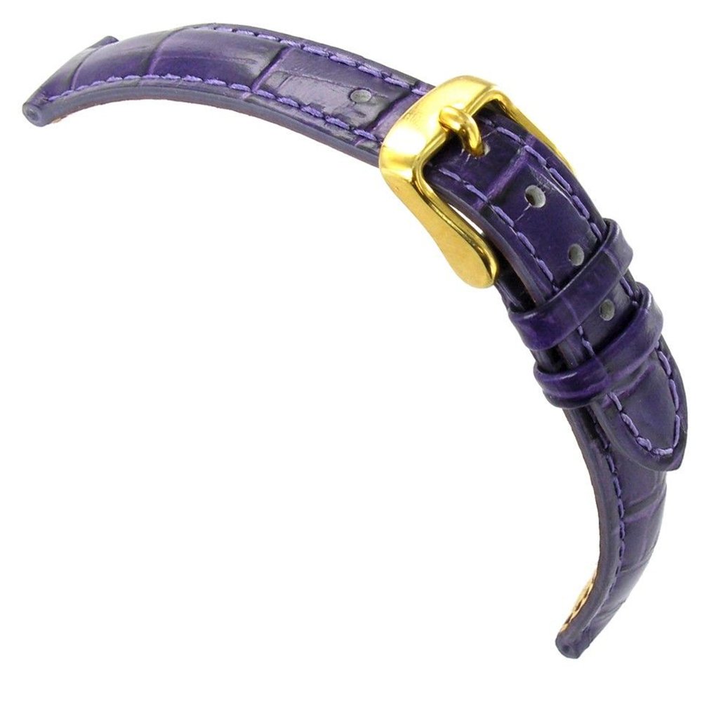 12mm Violet Crocodile Grain Watch Band - Luxury Strap for Dress Watches