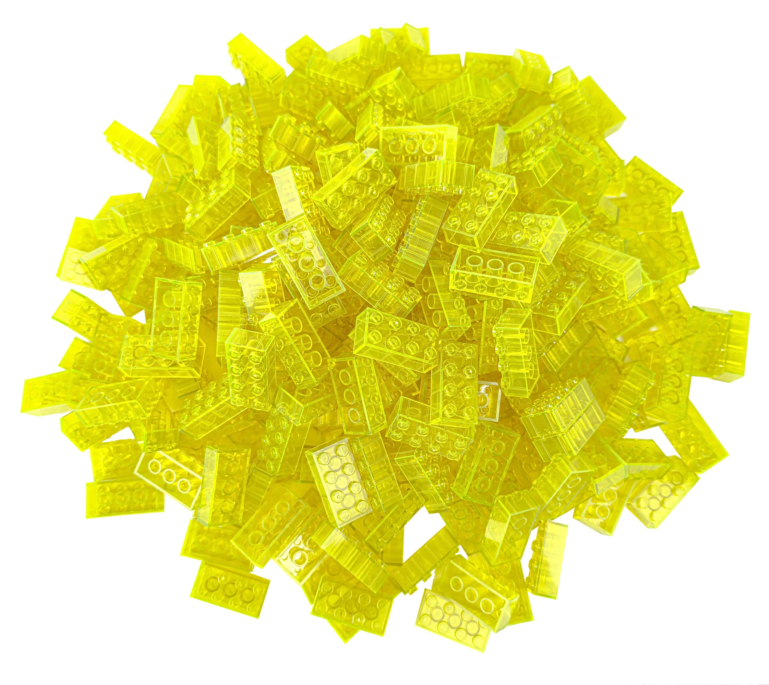 2x4 Transparent Yellow 100 PCS Classic Building Bricks - STEM Educational Toys for Kids, Creative Construction Blocks for Boys & Girls - Perfect for Classroom Learning, City Building & Creative Play