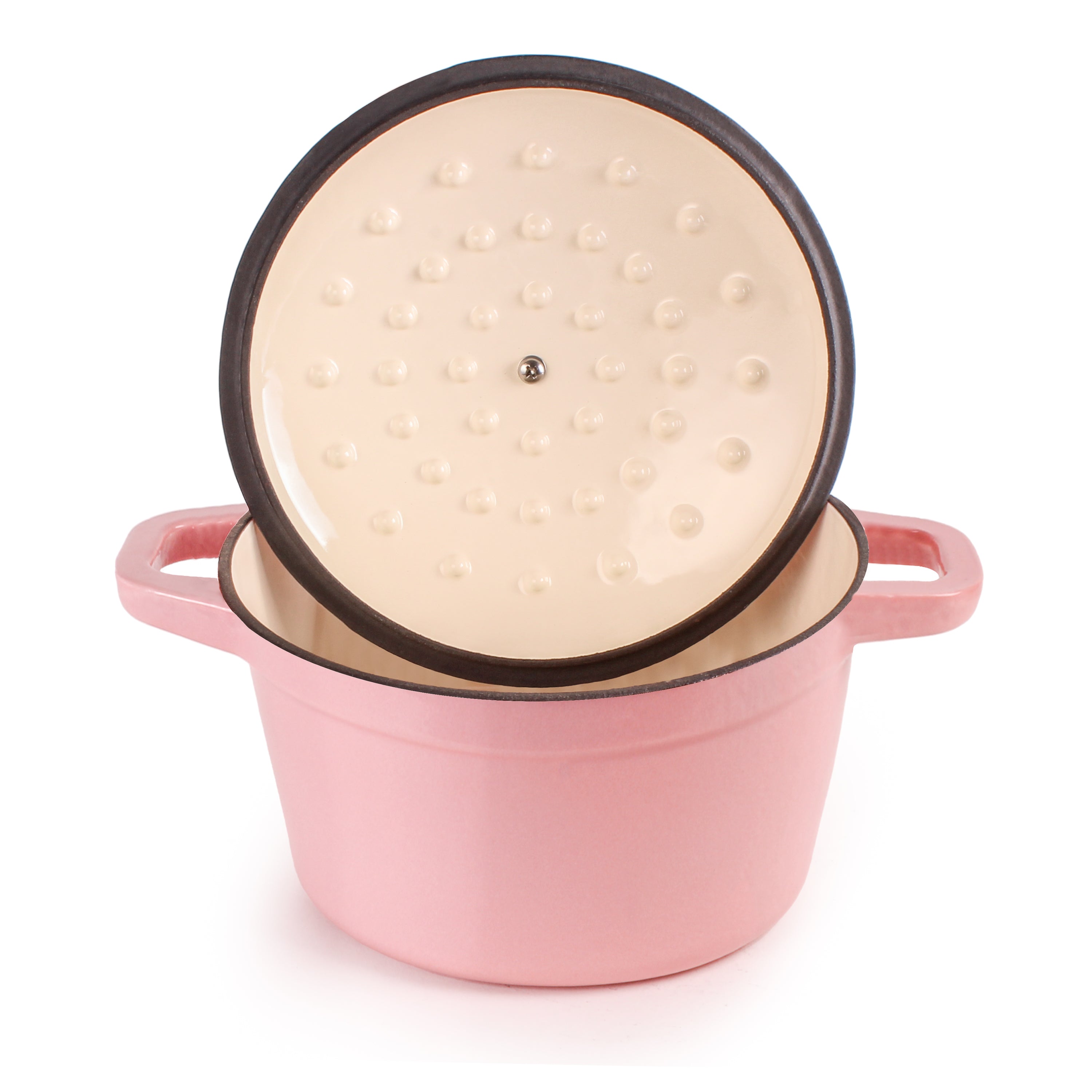 BergHOFF Neo 4-Piece Cast Iron Cookware Set - Pink Fry Pan, Grill Pan & Dutch Oven for Stovetop, Oven & Outdoor Cooking | Non-Stick & Even Heat Distribution | Perfect for Searing, Grilling, Baking & Camping