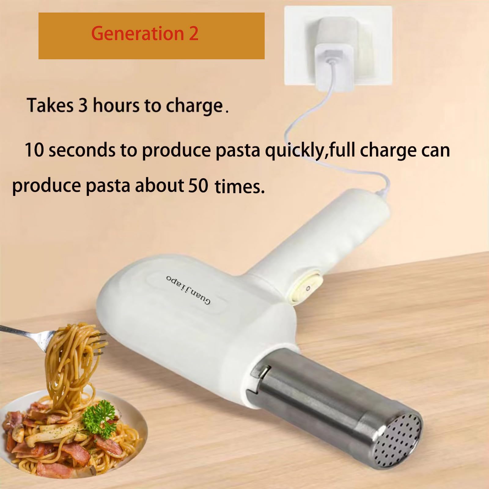 5-in-1 Cordless Electric Pasta Maker Gun | Handheld Stainless Steel Pasta Machine for Homemade Spaghetti, Ravioli & More | Portable Kitchen Pasta Maker for Quick Meals, Parties & Italian Cooking