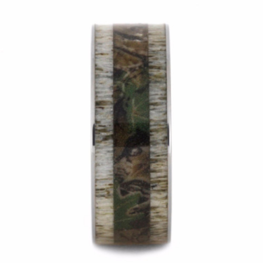 Unisex Titanium Wedding Ring - 9mm Comfort-Fit Deer Antler & Camouflage Design for Men & Women | Perfect for Outdoor Weddings, Hunting Trips & Nature Lovers