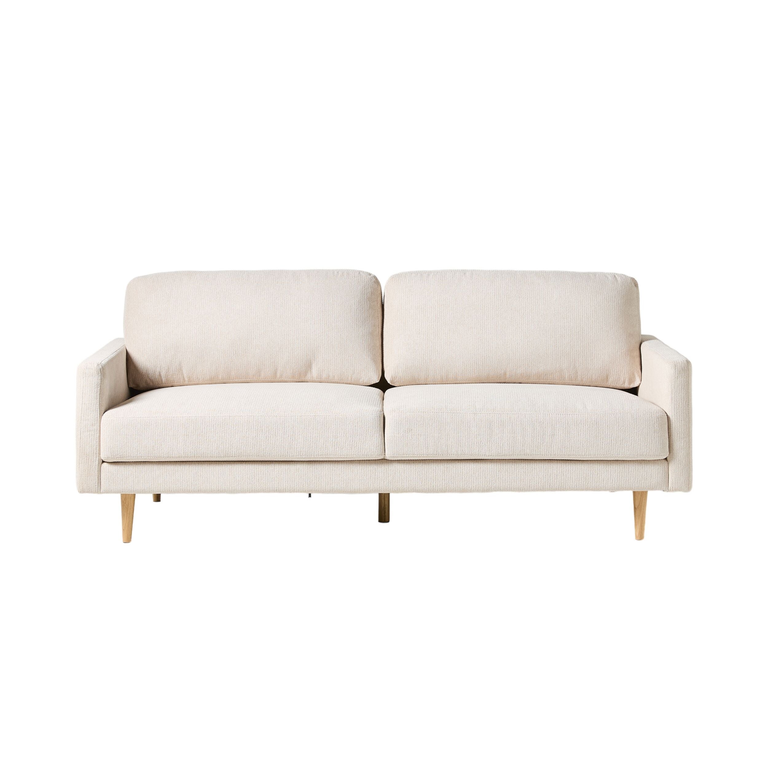 Boden 3-Seater Sofa - Sorrento Almond Color Upholstered Couch for Living Room, Lounge & Office | Comfortable Modern Sectional Sofa with Soft Fabric
