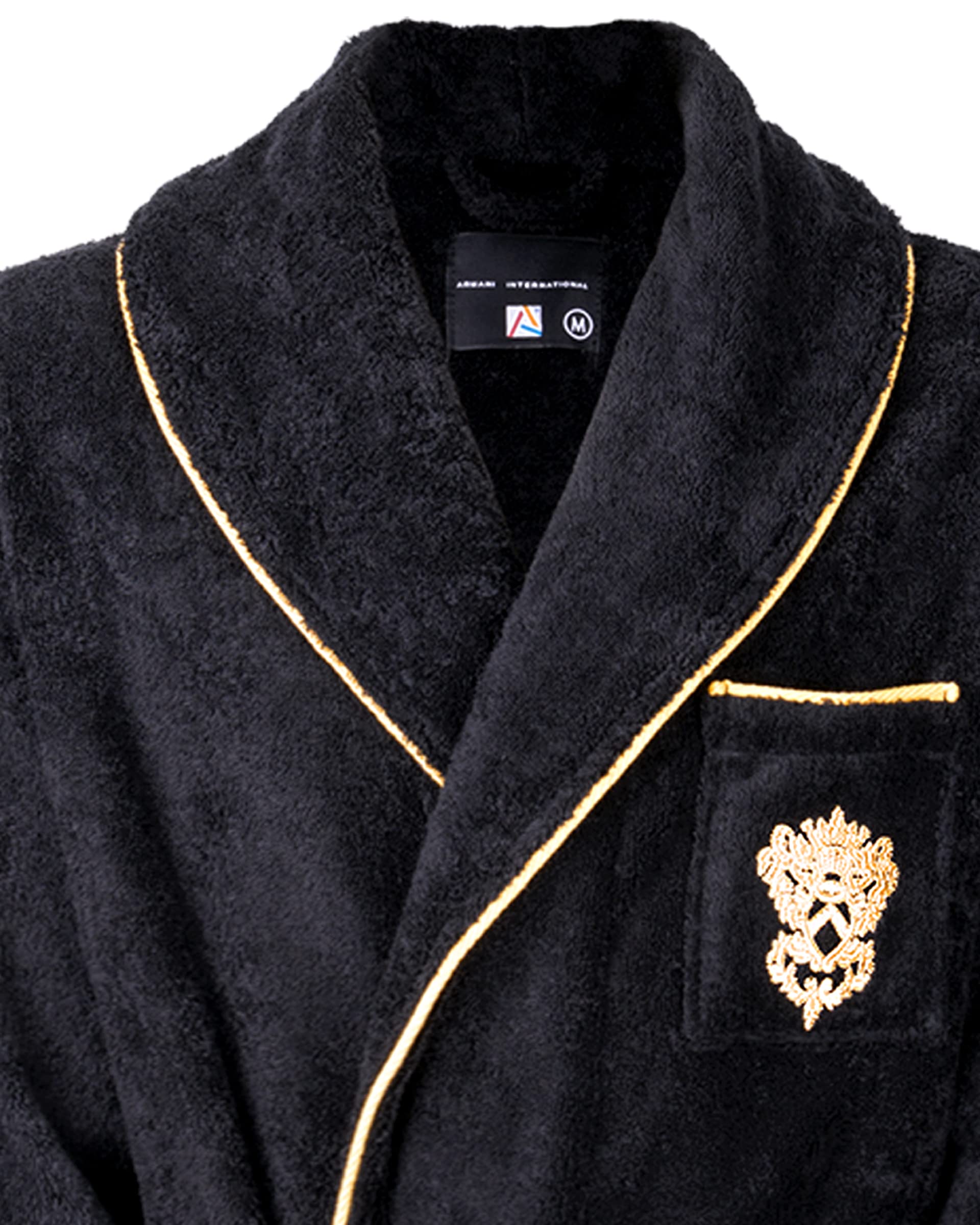 Luxury Black & Gold Embroidered Roma Robe Set with Slippers and Hand Towel - Premium Bathrobe for Spa, Bridal Shower & Hotel Relaxation