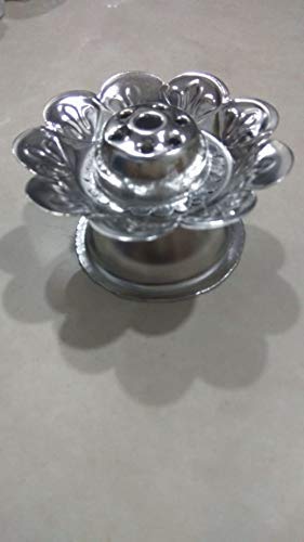 Stainless Steel Incense Holder & Diya Stand - Elegant Flower Design for Agarbatti, Indian Home Decor & Puja Rituals | Perfect for Meditation, Yoga & Spiritual Ceremonies