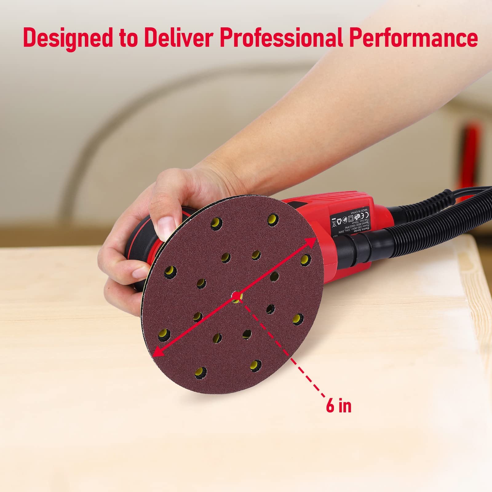 350W Brushless Electric Sheet Sander with 12 Sanding Papers - 10000 RPM Woodworking Sander for Smooth Finishing, Low Vibration for Carpentry & Polishing | Perfect for DIY Projects, Furniture Refinishing, and Home Renovation