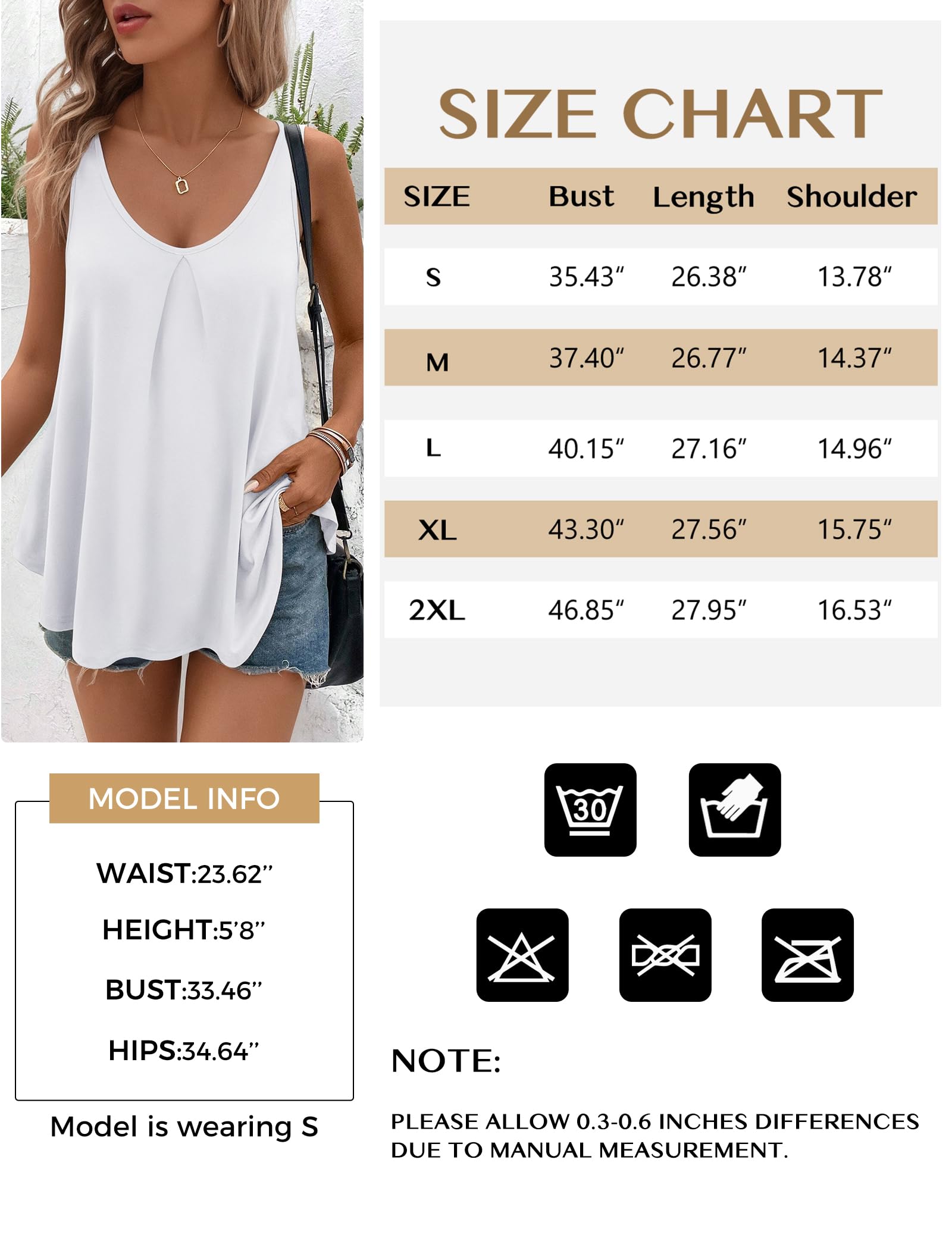 Women's Loose Fit V-Neck Sleeveless Tank Tops - Trendy Summer Casual Blouses & Work Shirts for Office, Beach, and Everyday Wear