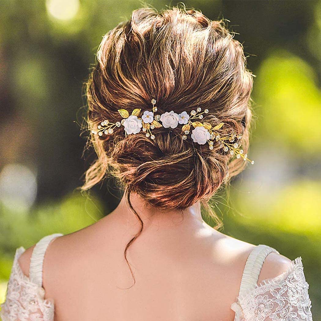 Pearl Bridal Hair Comb with Crystal - Gold Wedding Hair Accessories for Women & Girls - Perfect for Brides & Special Occasions