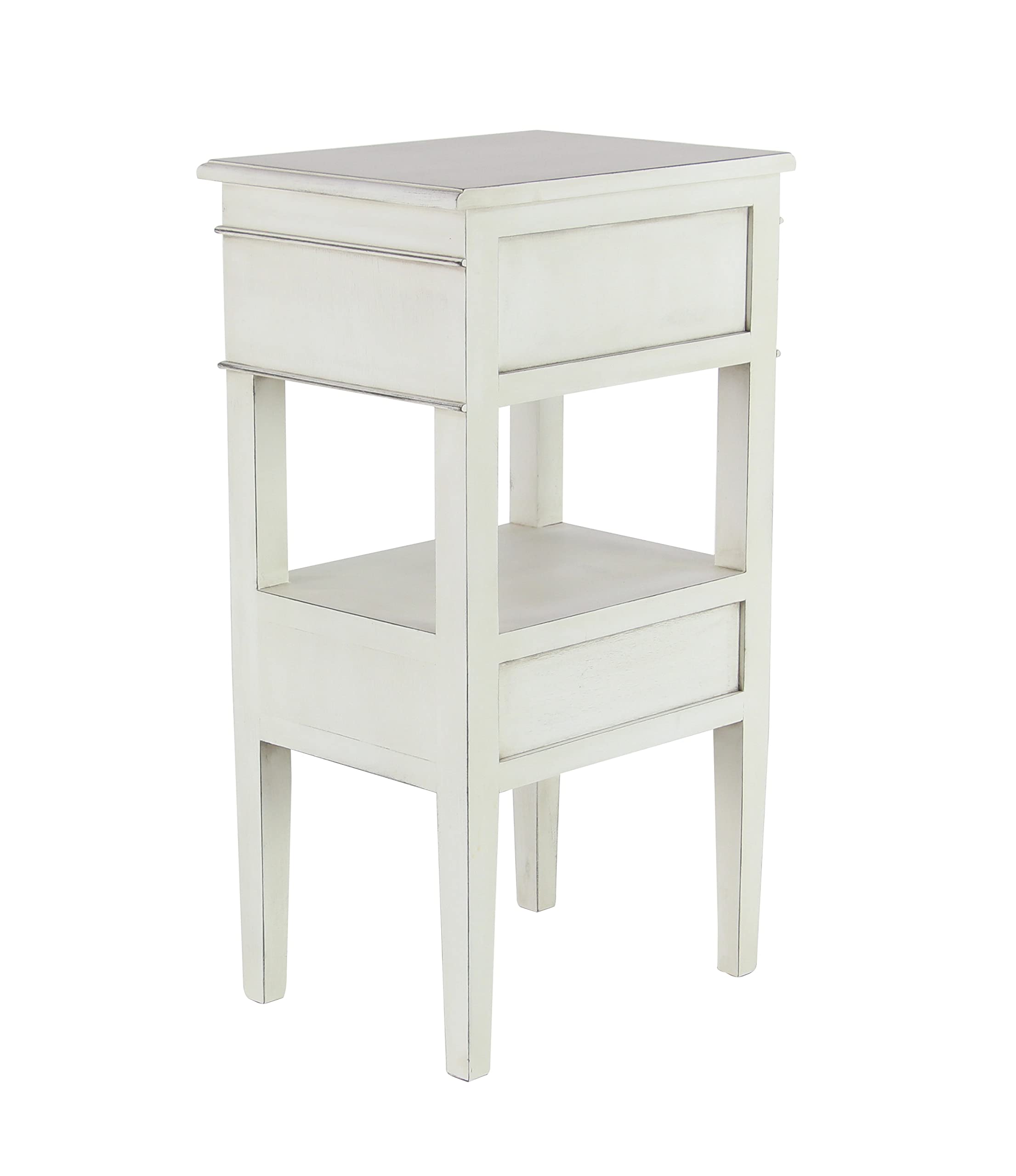 Deco 79 White Wooden End Table with 2 Drawers and 1 Shelf - 16