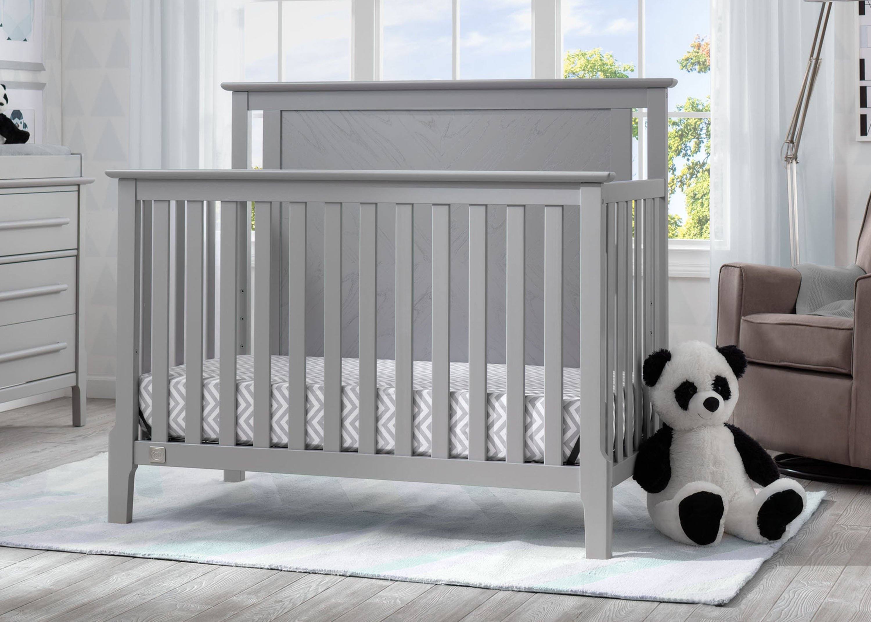 Mid Century Modern 4-in-1 Convertible Baby Crib - Toddler Bed, Daybed & Full Size Bed - Nursery Furniture for Boys & Girls - Perfect for Small Spaces & Modern Homes