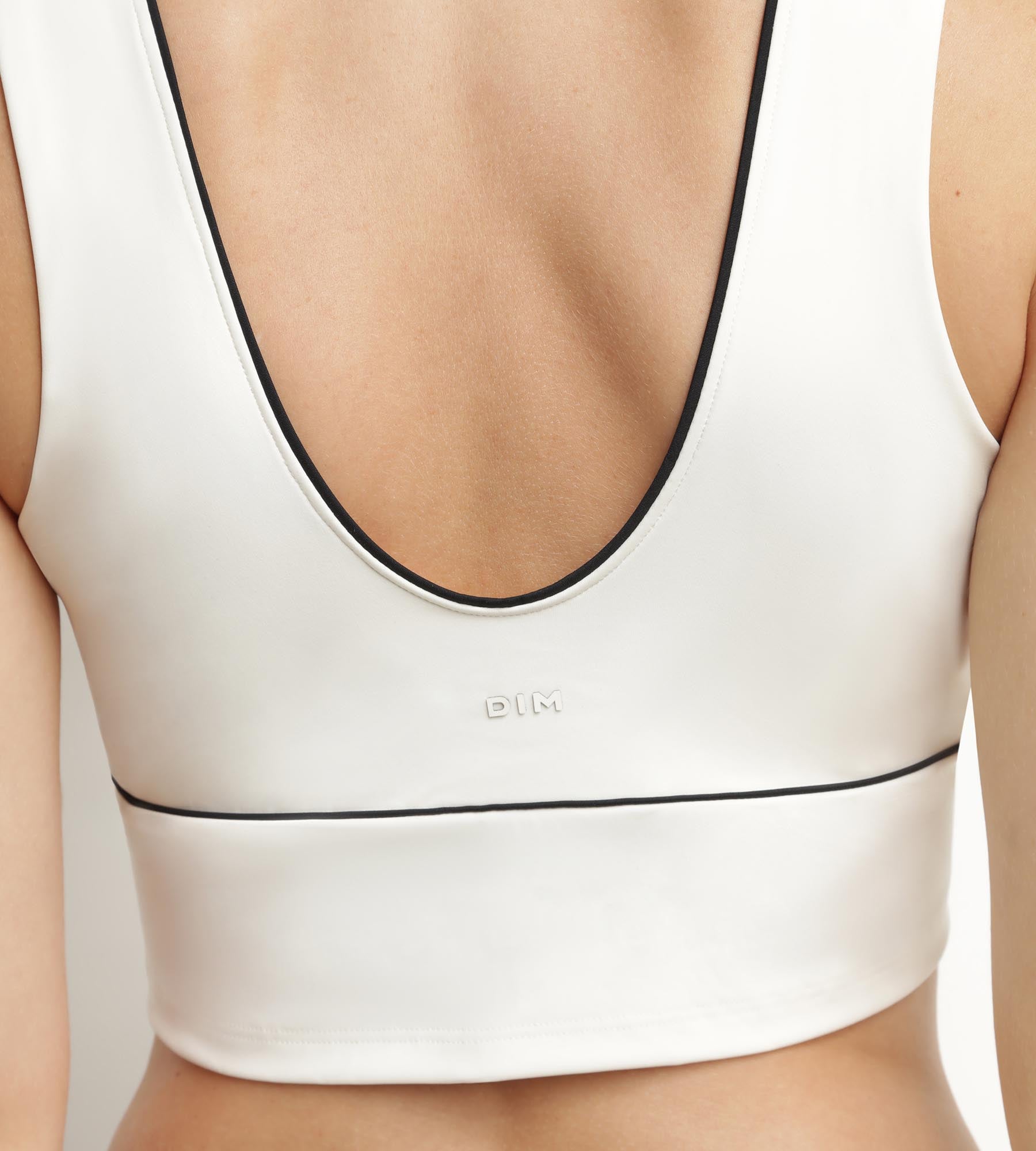 Sculpting Longline Microfiber Bra in Ecru by Dim Move - Perfect for Yoga, Workouts & Everyday Comfort