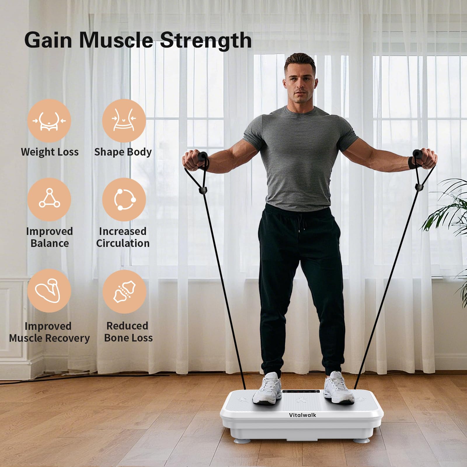 3D Vibration Plate Exercise Machine for Lymphatic Drainage & Weight Loss - 330lbs Capacity Home Gym Equipment with 5 Yoga Belts & 2 Resistance Bands - Whole Body Vibrating Platform for Fat Burning, Quiet Fitness Workout - Perfect for Home Use, Physical Therapy and Post-Workout Recovery