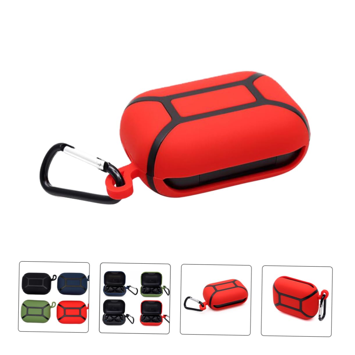2 Pack Silicone Earbud Protector Case for Echo Buds - Shockproof Cover with Carrying Case (Red) - Perfect for Gym, Travel & Daily Commute