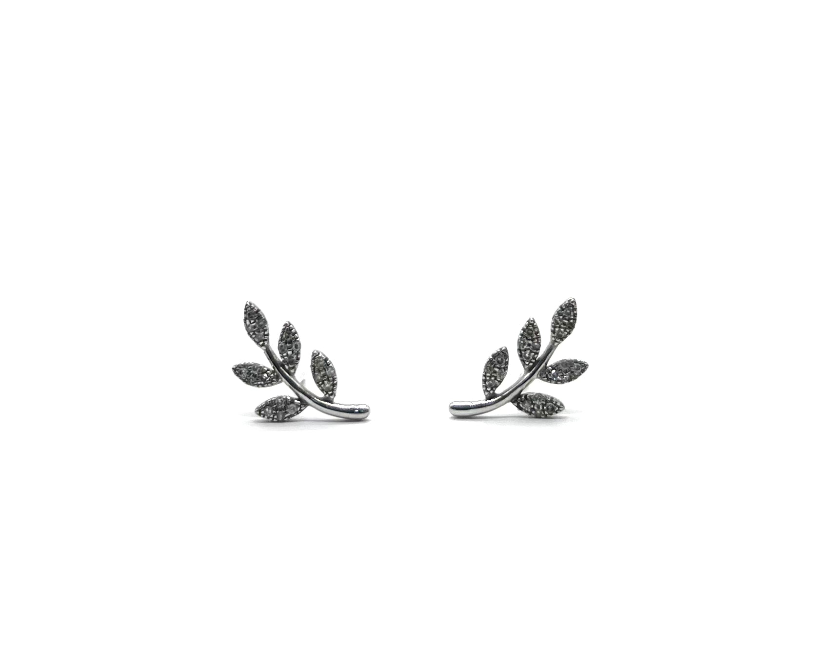 14K White Gold Diamond Leaf Stud Earrings for Women - Elegant Nature-Inspired Jewelry for Everyday Wear & Special Occasions