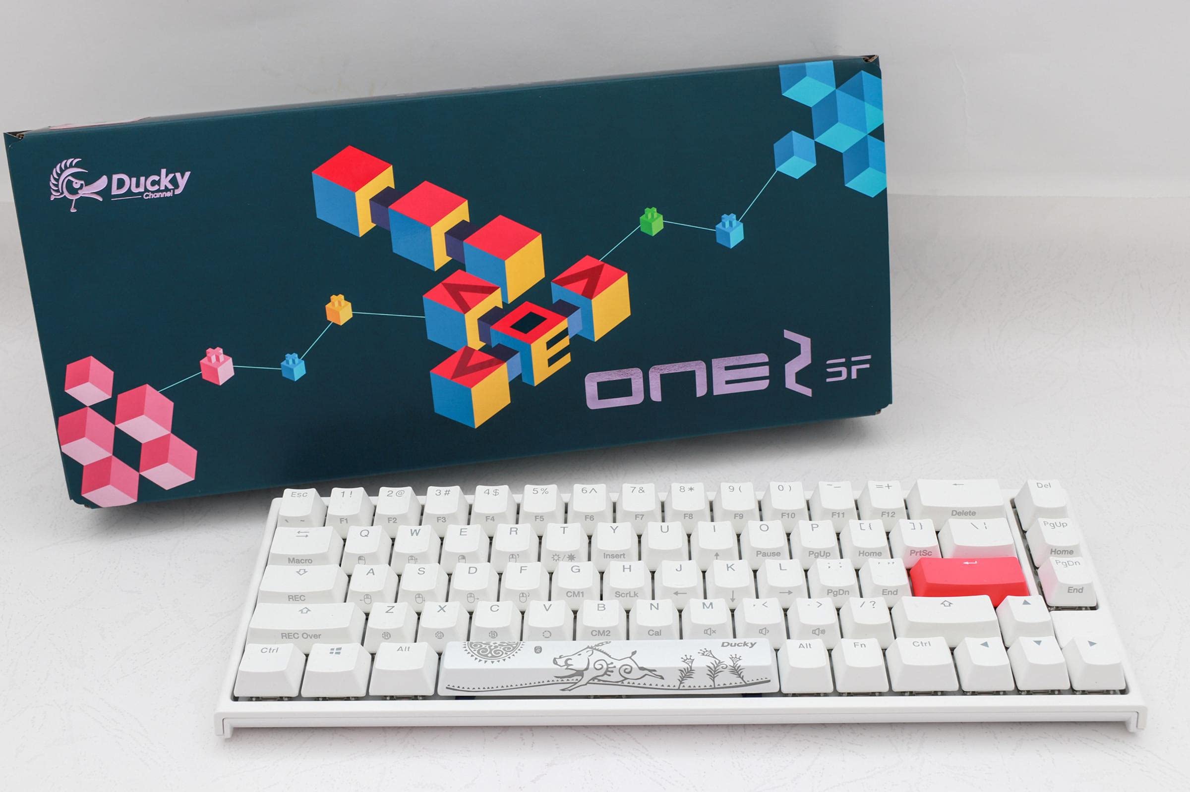 Ducky One 2 SF RGB Pure White 65% Compact Mechanical Keyboard - Cherry MX Silent Red Switches, Double Shot PBT Keycaps, RGB Backlit for Gaming & Typing - Perfect for Esports, Office Work & Programming