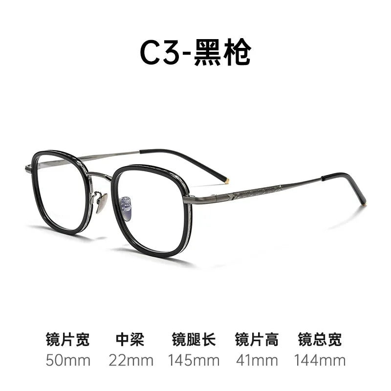 Bclear Unisex Full Rim Square Titanium Acetate Eyeglasses Frame 14522 - Lightweight & Durable Glasses for Men & Women - Perfect for Reading, Work & Everyday Use