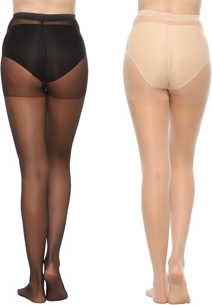 MANZI 6 Pairs 20D Women's Sheer Tights - Ultra Thin High Waist Pantyhose & Thigh Stockings for Everyday Wear, Office, Party & Special Occasions