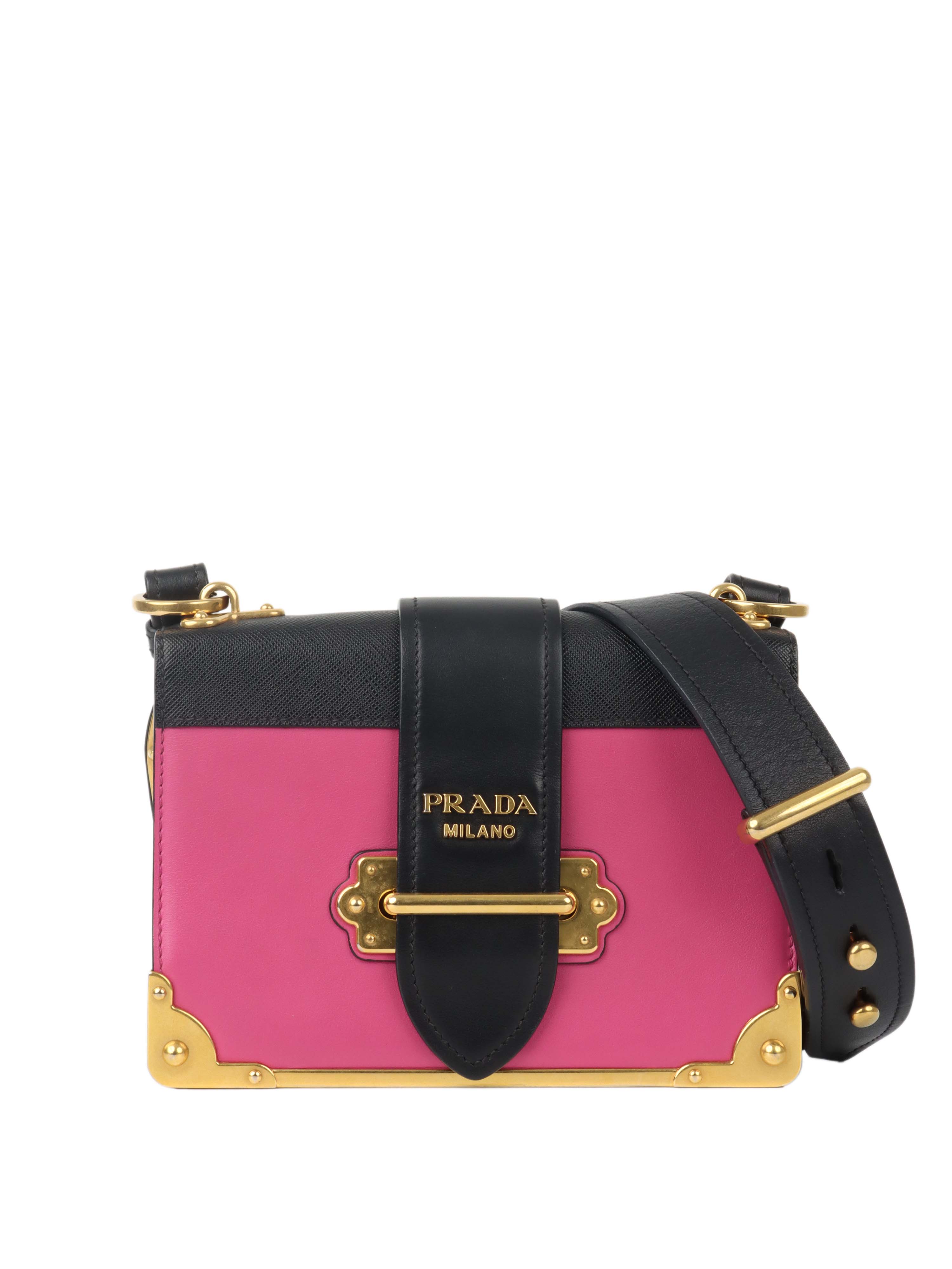 Prada Pink Cahier Leather Crossbody Bag for Women | Luxury Designer Handbag with Adjustable Strap | Perfect for Parties, Date Nights & Everyday Use