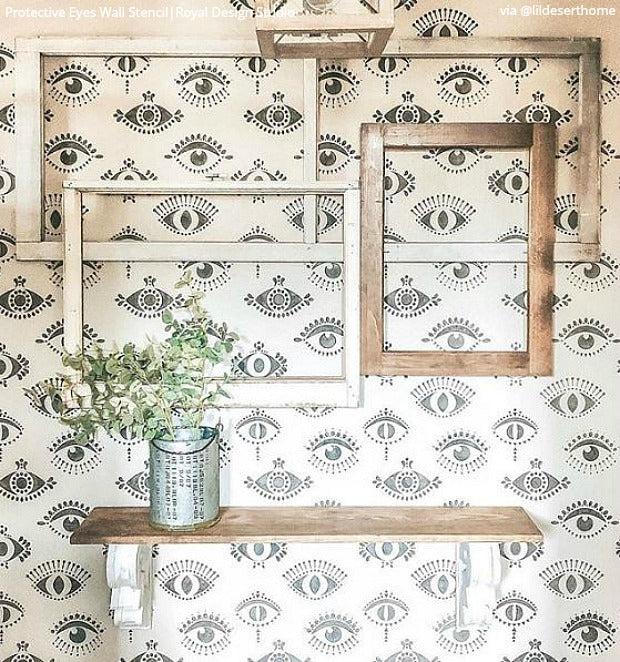 Protective Eyes Wall Stencil - DIY Home Decor Stencils for Creative Painting - Perfect for Bedroom, Nursery, and Living Room Wall Art Projects