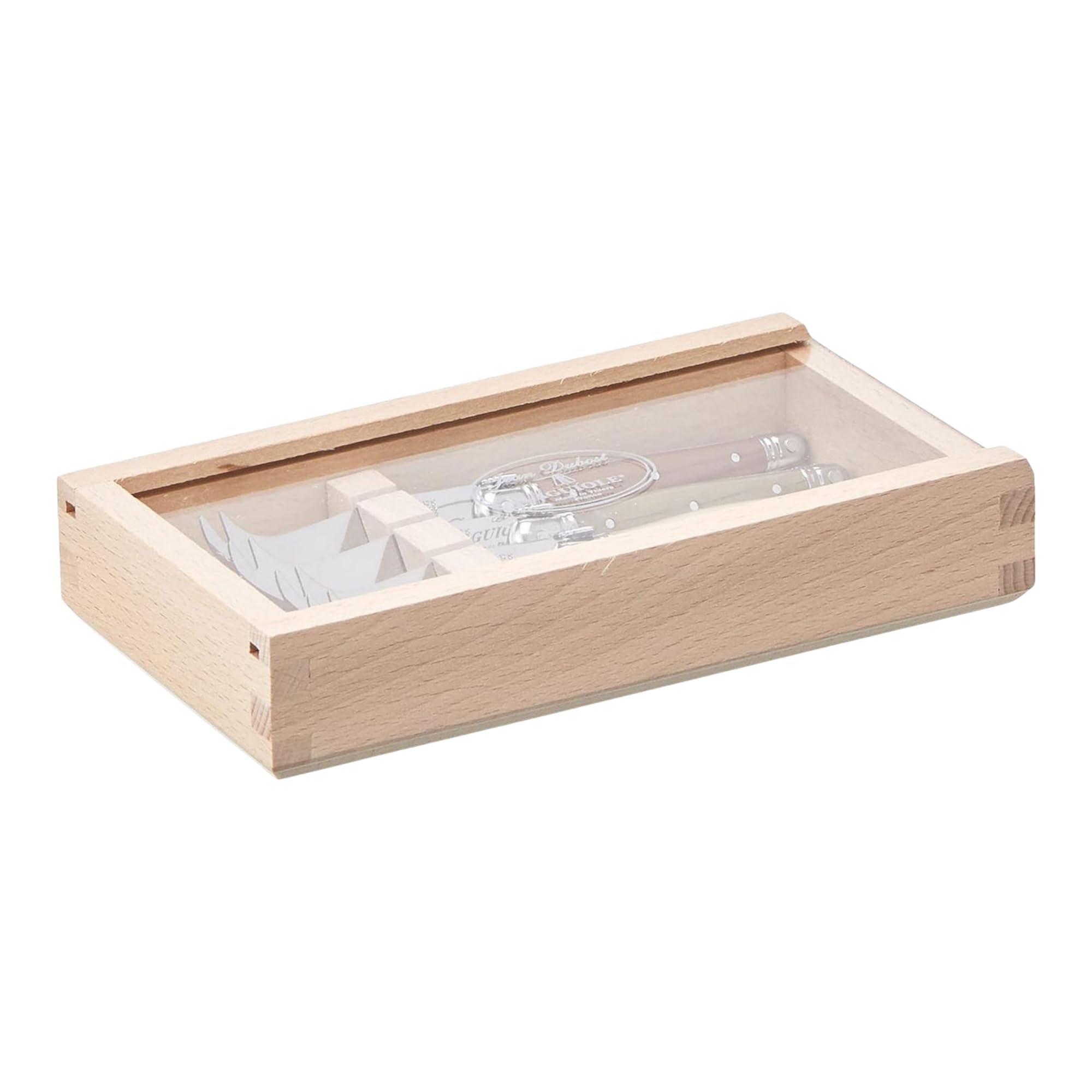 Premium Jean Dubost Laguiole 4-Piece Cheese Knife Set with Mineral Handles - Rust-Proof Stainless Steel - French-Made Cheese Cutlery - Perfect for Wine & Cheese Parties, Charcuterie Boards & Gourmet Gifts