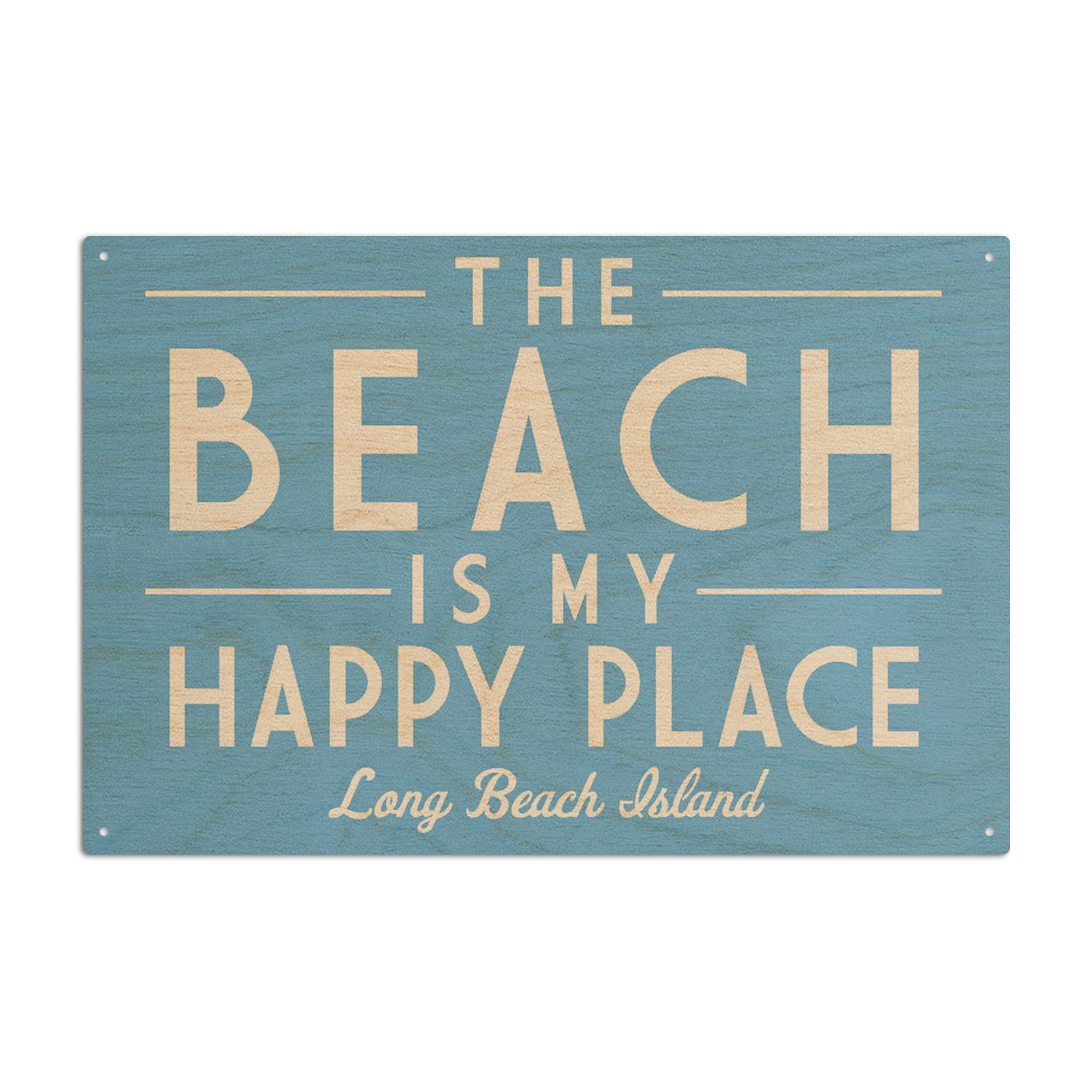 Long Beach Island New Jersey The Beach is My Happy Place Birch Wood Wall Sign - 6x9 Rustic Home Decor, Ready to Hang Art - Perfect for Beach House, Living Room, Bedroom or Office Wall Decor