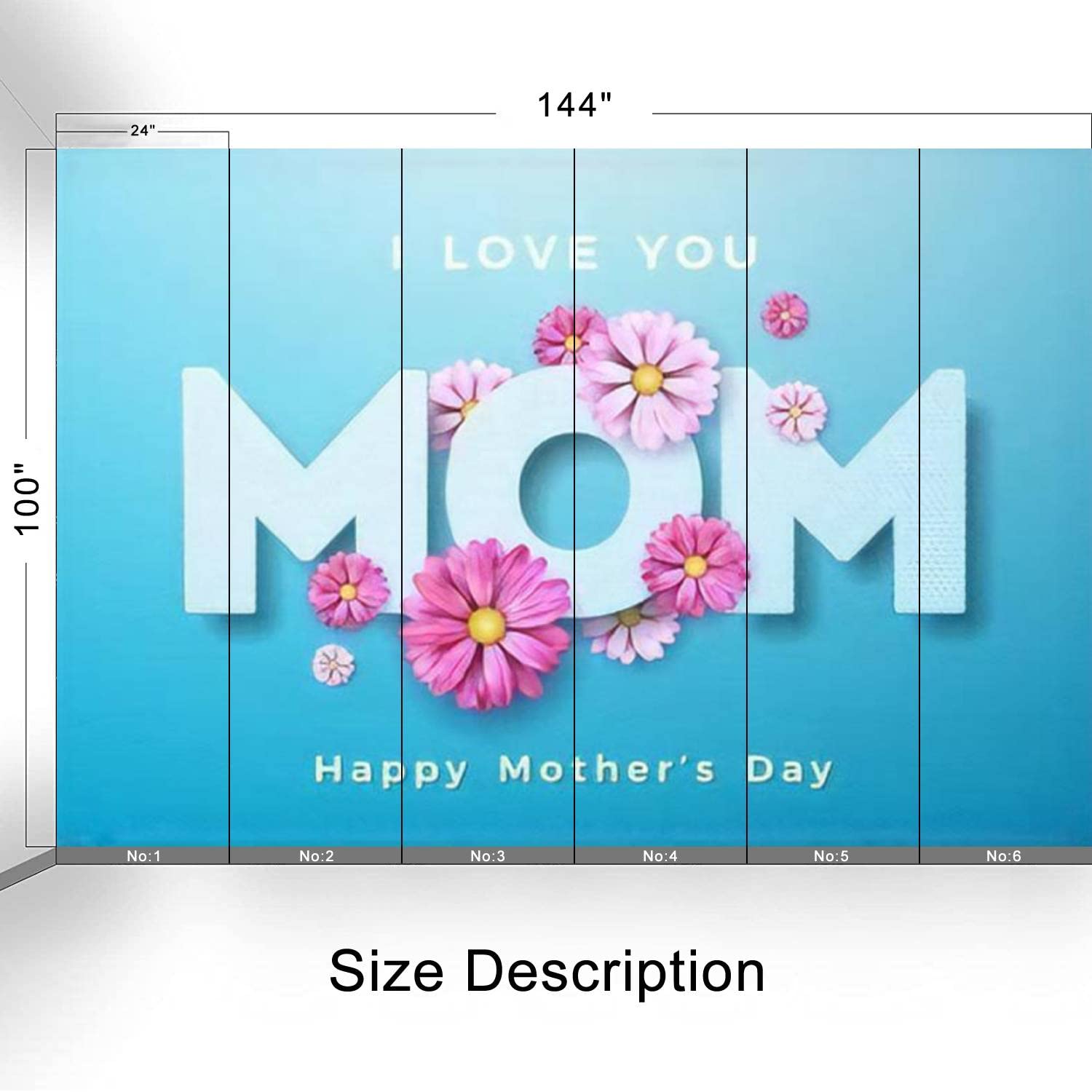 Happy Mother's Day PVC Wallpaper - Floral 'I Love You Mom' Peel and Stick Removable Wall Mural | Self-Adhesive Home Decor for Living Room, Bedroom | Perfect for Gifts, Nursery, and Wall Decoration