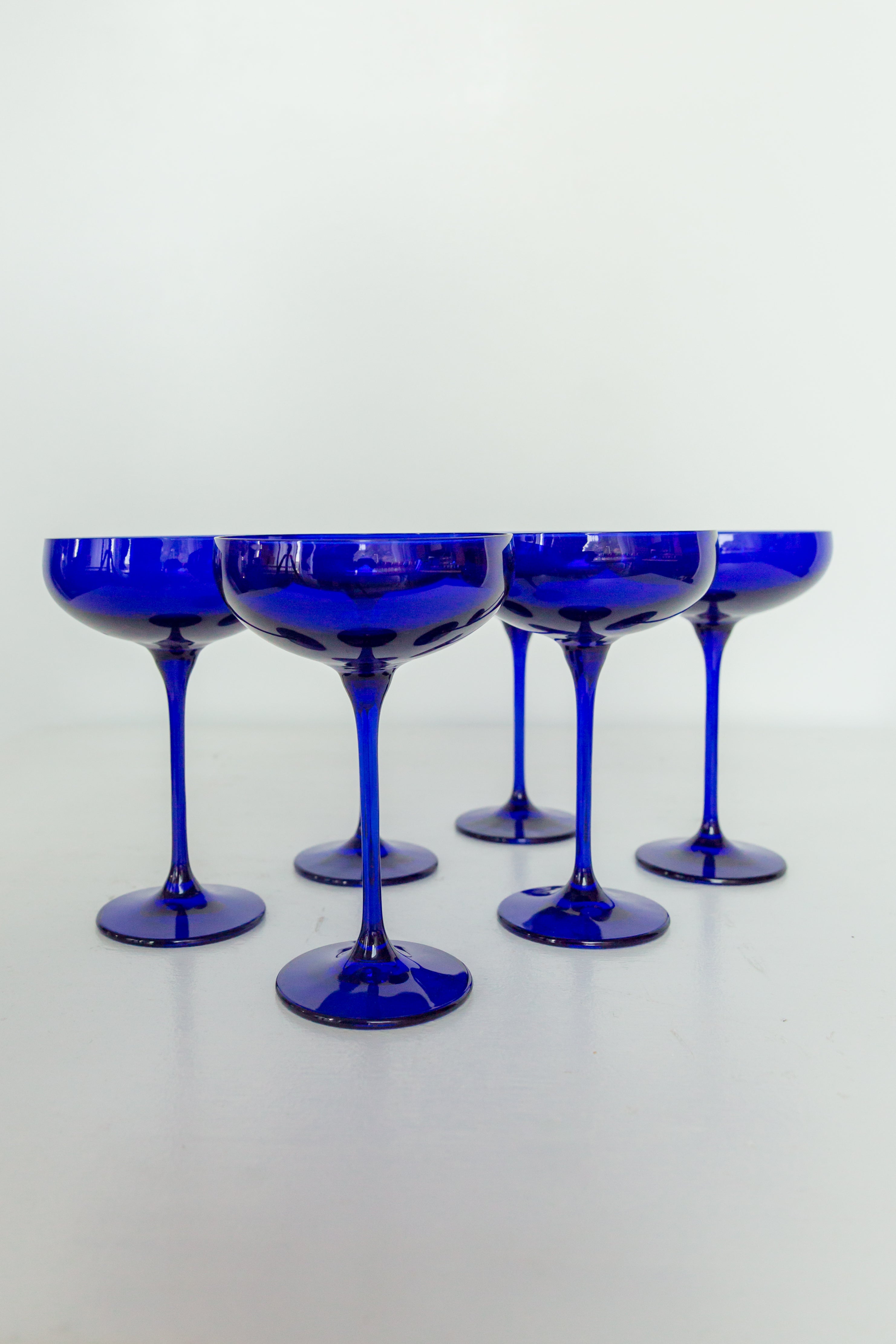 Estelle Colored Champagne Coupe Glasses Set of 6 - Elegant Royal Blue Stemware for Wedding, Party & Special Occasions