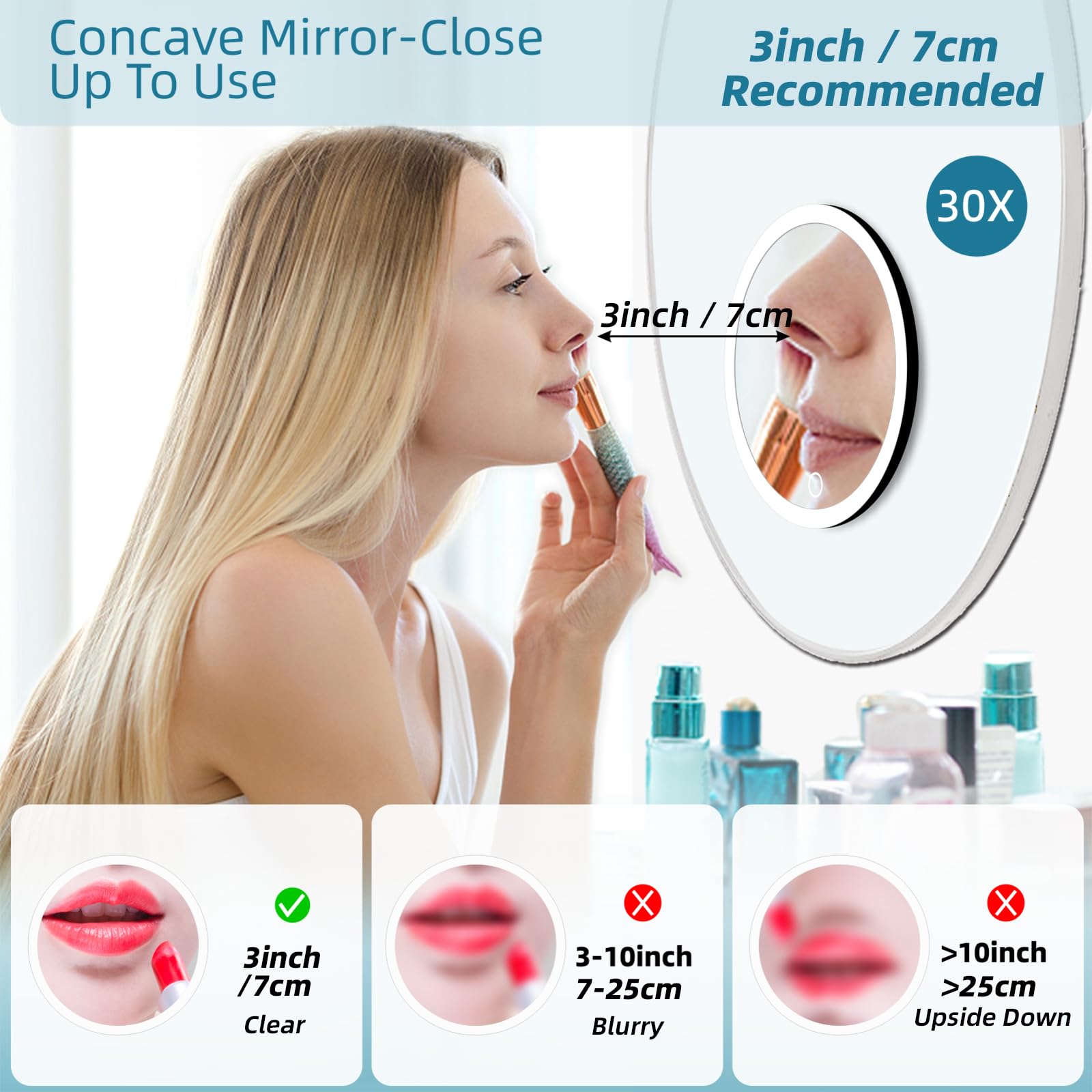 30x Magnifying Mirror with Light - 6