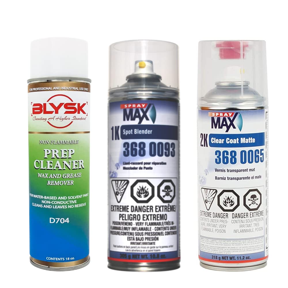 Spray Max 1K Spot Blender & 2K Clear Matte Paint Repair Kit - Professional Automotive Touch-Up for Homogeneous Paint Transitions | Includes Prep Cleaner, Wax & Grease Remover | Perfect for Small Damage Repair & DIY Car Detailing