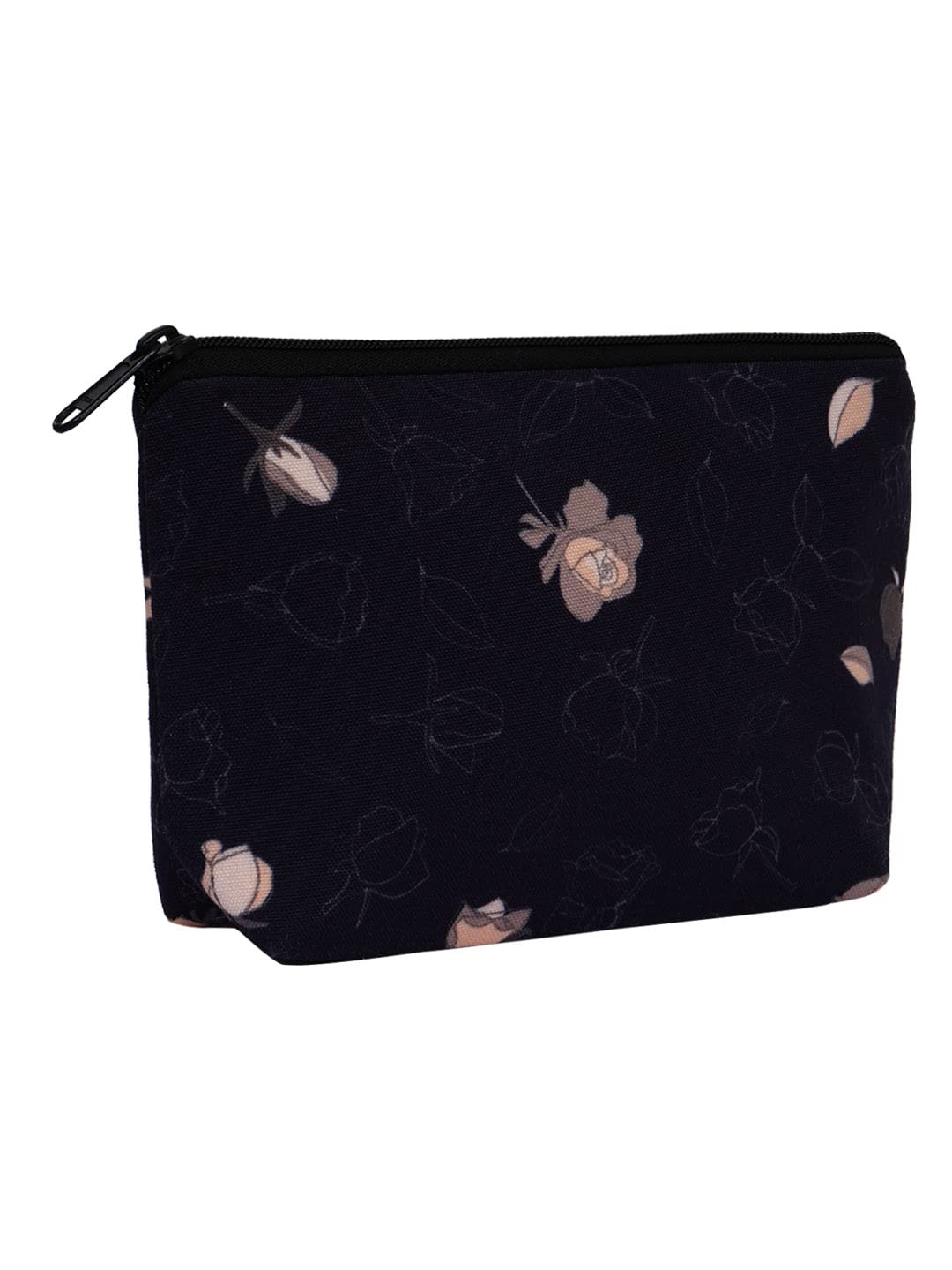 Crazyify Floral Print Makeup Bag for Women | Waterproof Canvas Cosmetic Pouch with Zipper | Travel Toiletry Organizer | Perfect for Travel, Gym & Daily Essentials Storage