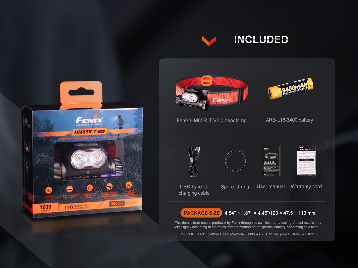 Fenix HM65R T V2 Rechargeable Headlamp - 1500 Lumen Lightweight LED Headlight for Trail Running, Hiking & Camping - Waterproof & Adjustable Head Torch for Outdoor Adventures