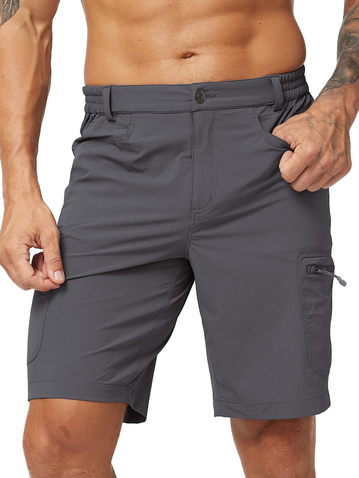 MIER Men's Quick Dry Hiking Shorts - Stretchy Cargo Shorts with 6 Pockets, Water Resistant & Breathable for Outdoor Activities, Camping, and Travel