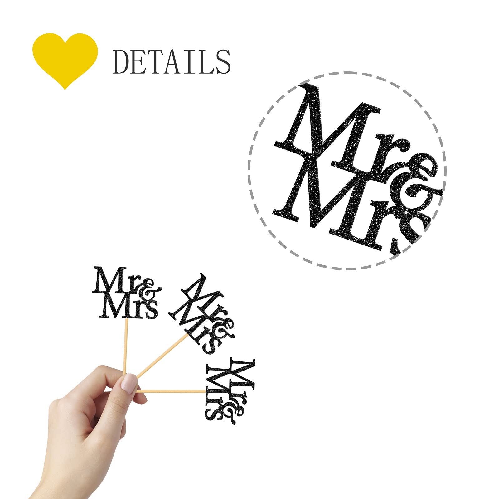 24-Piece Mr & Mrs Glitter Cupcake Toppers Set - Elegant Wedding, Bridal Shower & Engagement Party Decorations - Perfect for Anniversary Celebrations & Romantic Dessert Displays