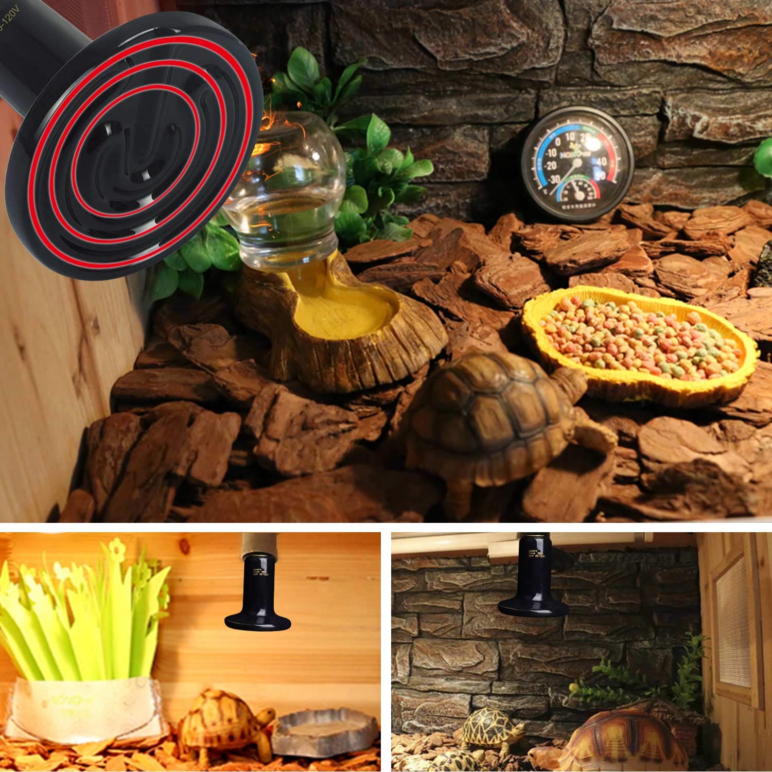 150W Ceramic Heat Emitter Bulb - No Light Infrared Reptile Heater for Lizards, Snakes, Tortoises | Safe for Chicken Coops, Pet Brooders & Aquariums | Durable 2-Pack Black Heat Lamp for Nighttime Use