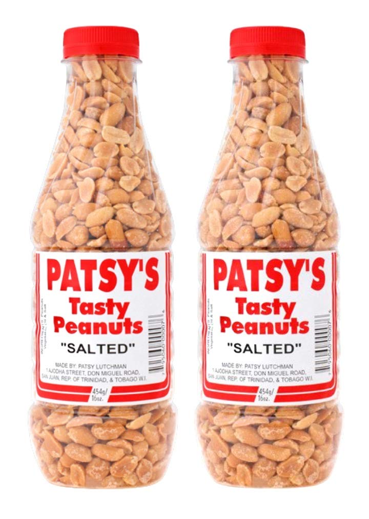 Patsy's Premium Salted Peanuts 16oz (Pack of 2) - Crunchy Trinidad & Tobago Snacks for Parties, Hiking & Healthy Snacking