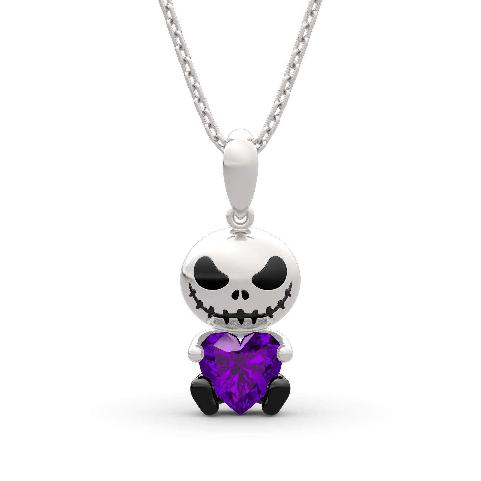 Jeulia Sterling Silver Skull & Heart Cut 
