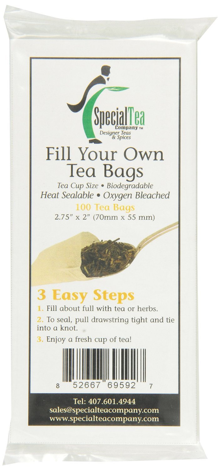 100 Count Empty Tea Bags for Loose Leaf - DIY Herbal Tea Filter Bags with Drawstring | Perfect for Home Brewing, Gift Making & Tea Blending (Natural Unbleached)