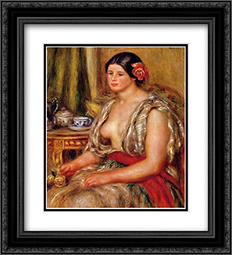 Pierre Auguste Renoir 'Young Woman Seated In An Oriental Costume' Museum Art Print - 20x22 Inch Black Ornate Frame with Double Matting | Perfect for Living Room Decor, Office Wall Art & Gift for Art Lovers