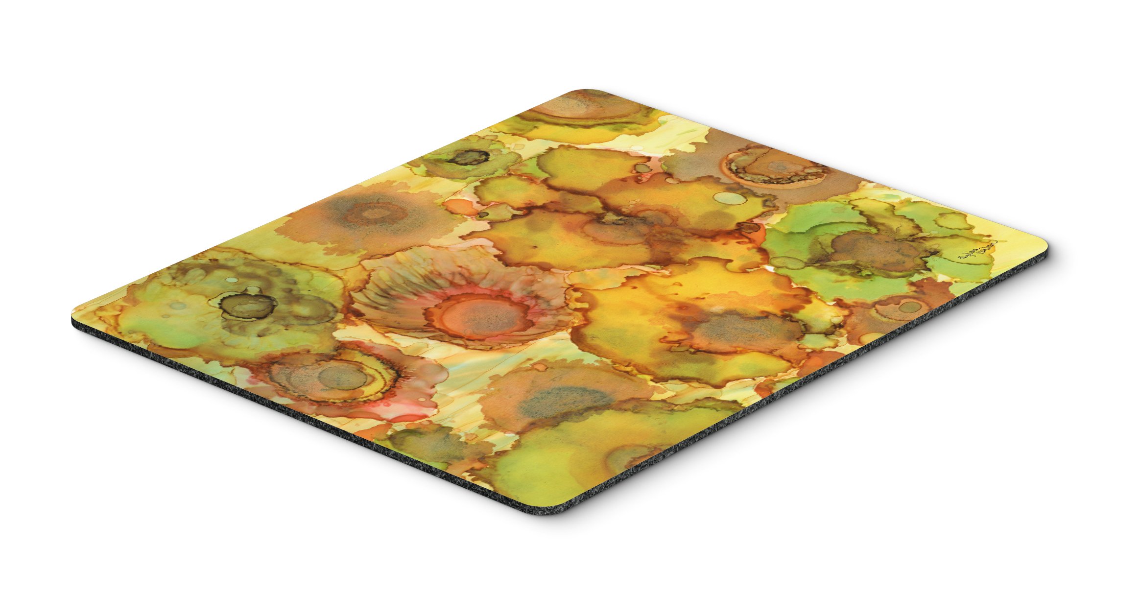 Caroline's Treasures 8986MP Abstract Floral Mouse Pad - Yellow & Orange Non-Slip Desk Mat for Home Office, Gaming & Work | Washable Large Mousepad for Computers & Laptops | Perfect for Workspaces, Coffee Tables & Kitchen Countertops