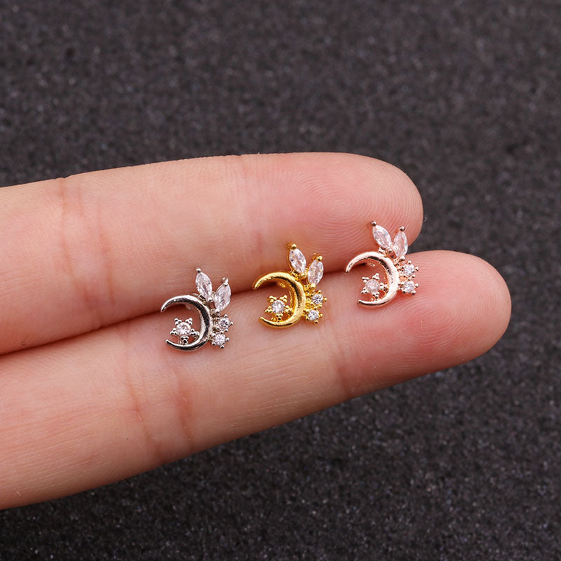 20G Cartilage Moon Helix Piercing Jewelry - Surgical Steel Earrings for Helix, Tragus, Conch - Perfect for Everyday Wear & Special Occasions