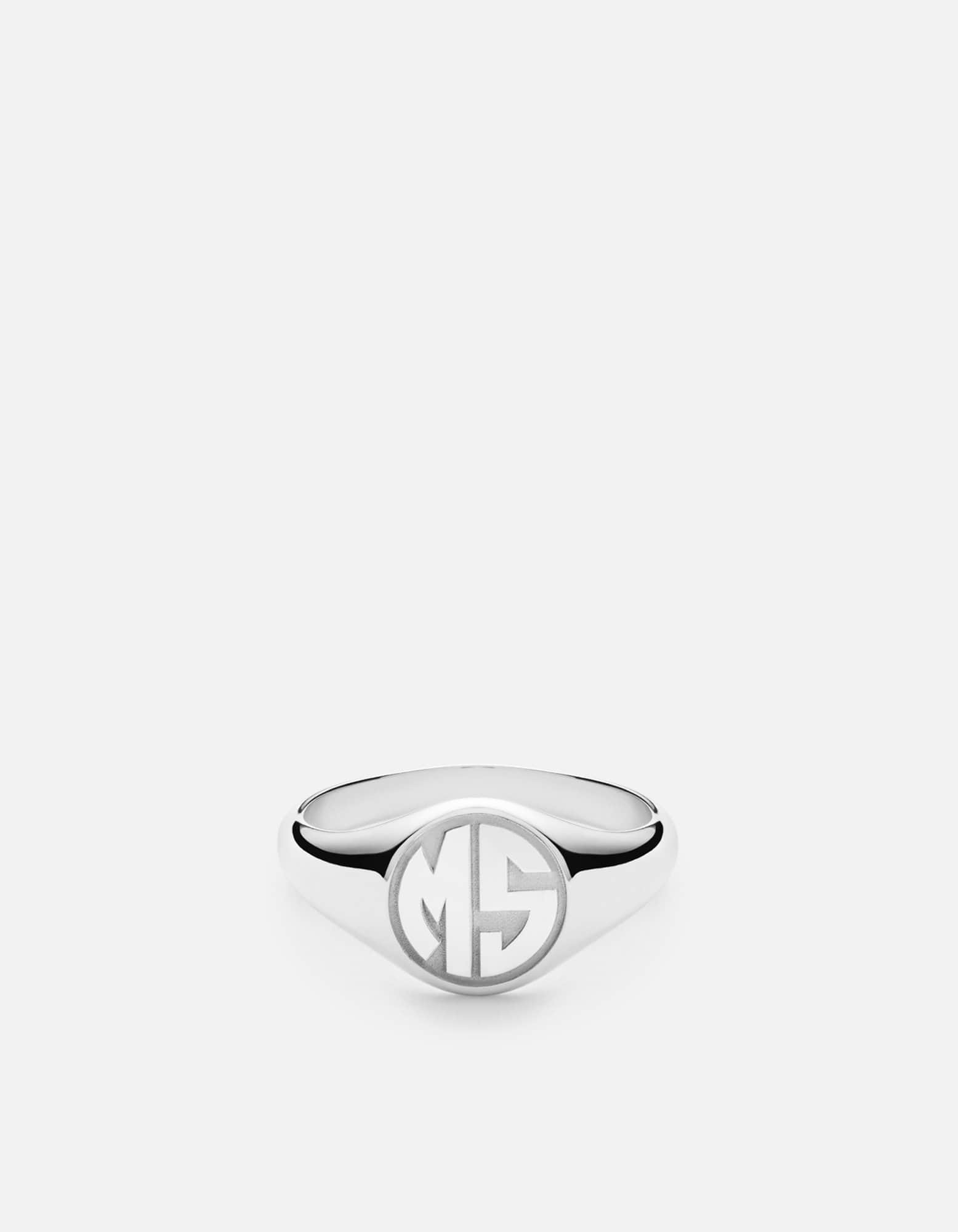 Personalized Sterling Silver Signet Ring with 3 Letter Monogram - Elegant Jewelry for Men & Women, Perfect for Engraved Gifts, Weddings, and Special Occasions