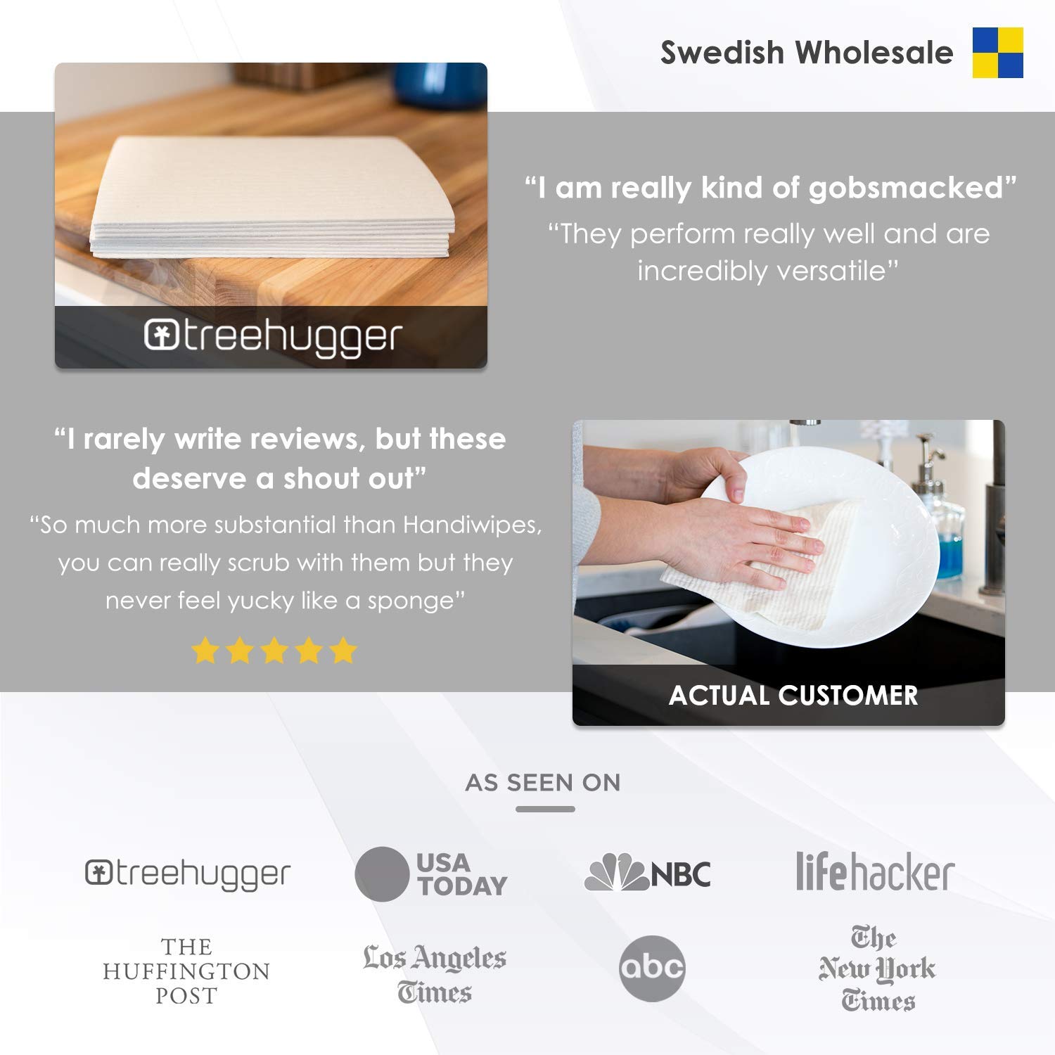 20-Pack Swedish Dishcloths - 10 White & 10 Red Cellulose Sponge Cloths for Kitchen Cleaning, Dish Washing, and Countertop Wiping