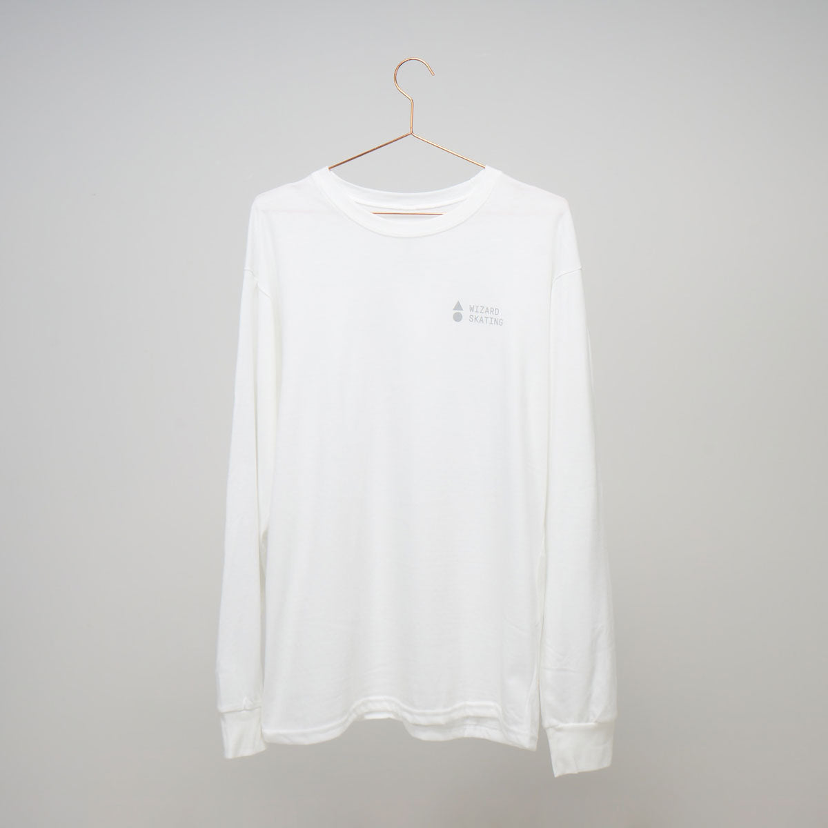 Wizard Skating Logo Long Sleeve T-Shirt for Men & Women - White Cotton Graphic Tee - Perfect for Skateboarding, Streetwear & Casual Outfits