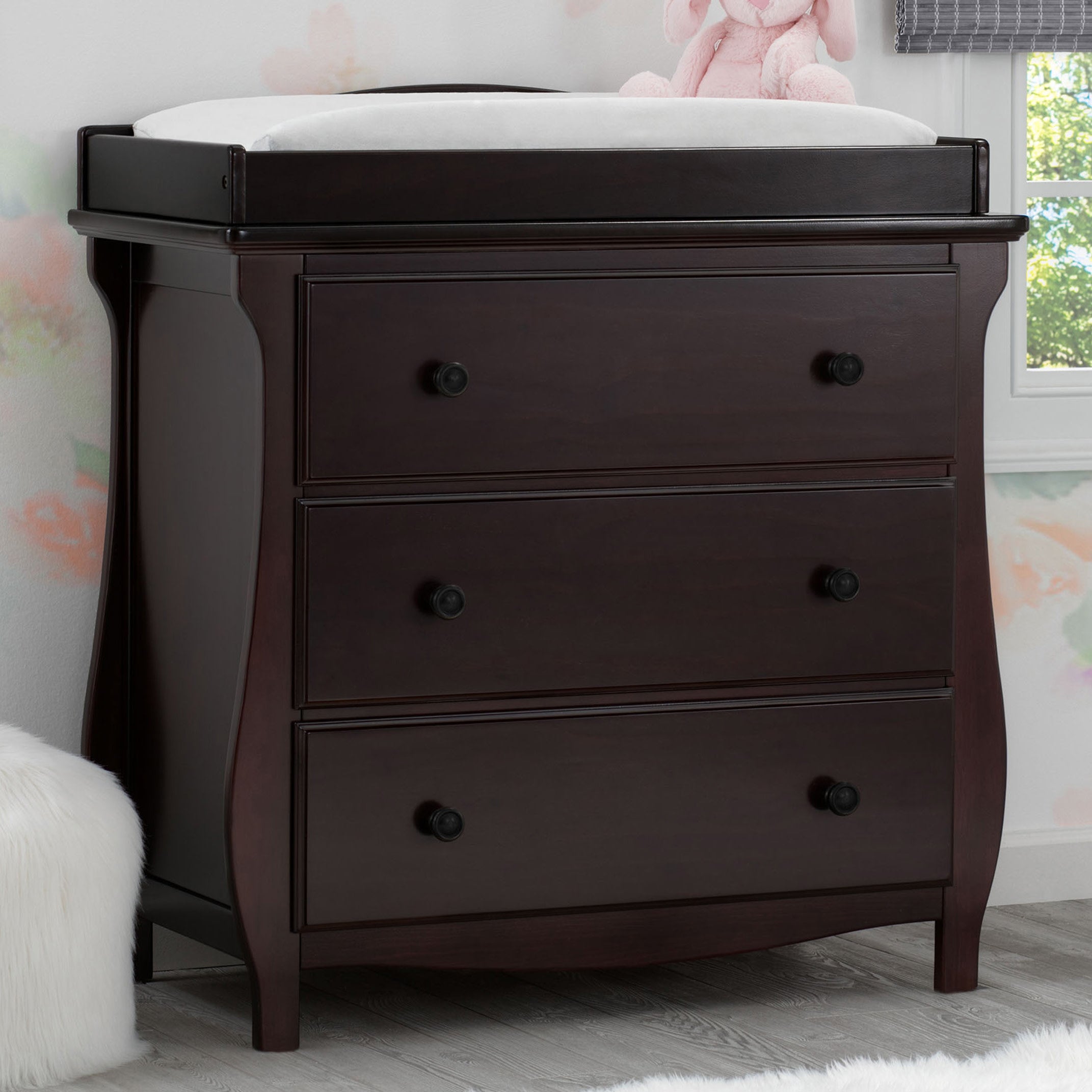 Lancaster 3 Drawer Dresser with Changing Table Top & Secure Interlocking Drawers - Perfect Nursery Storage Solution for Baby Clothes, Diapers & Essentials