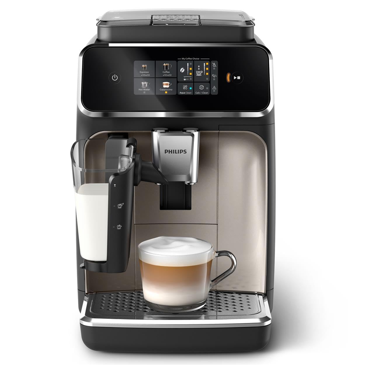 Philips 2300 Series Fully Automatic Espresso Machine with LatteGo Milk System - 4 Coffee Drinks, Touch Screen Display, SilentBrew Technology, Ceramic Grinder & AquaClean Filter (EP2336/40 Matte Black) - Perfect for Home Baristas & Coffee Lovers