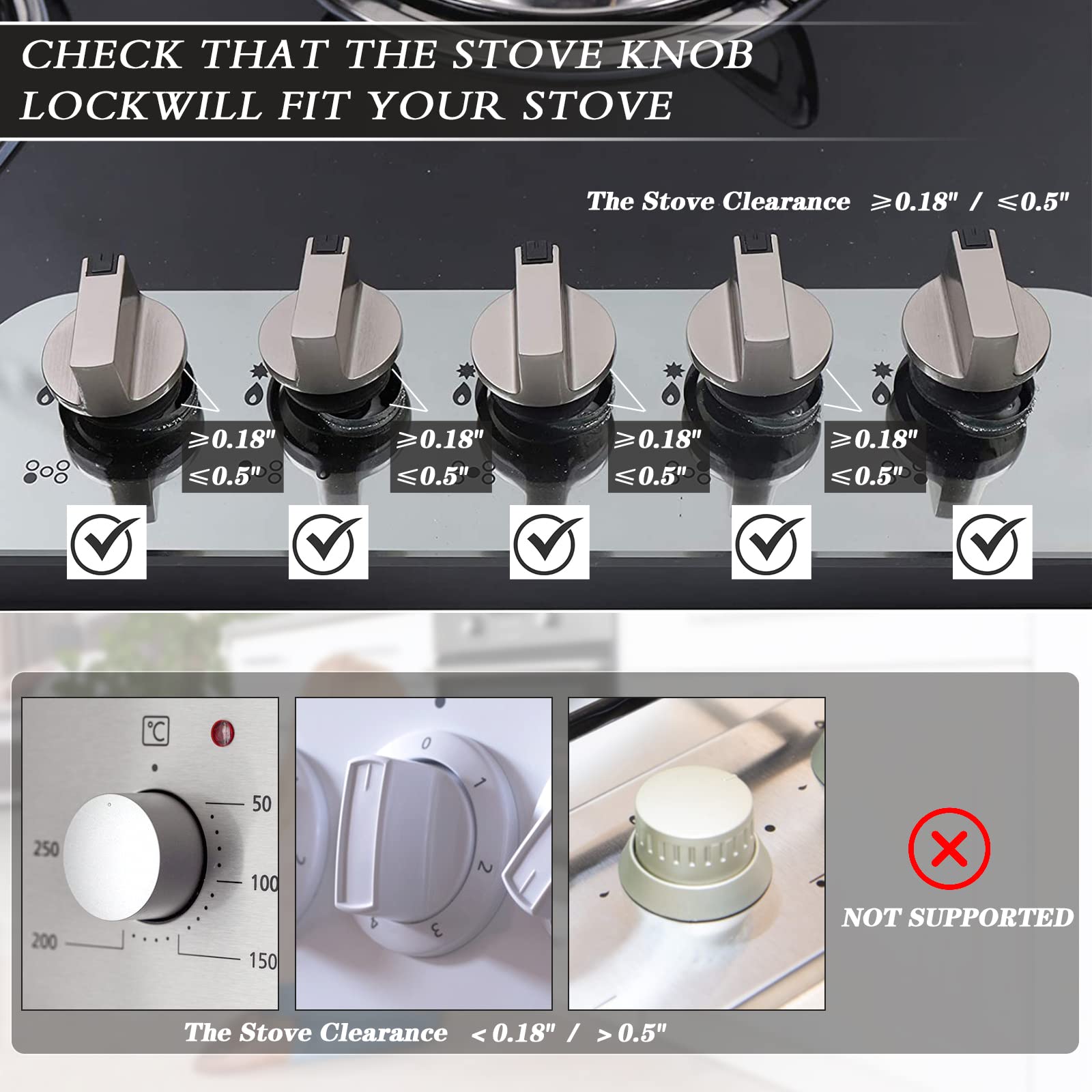Child Safety Stove Knob Covers - 6 Pack Gas Range Baby Proofing Locks, Easy Installation & Use (Black) | Protect Kids from Burns in Kitchen
