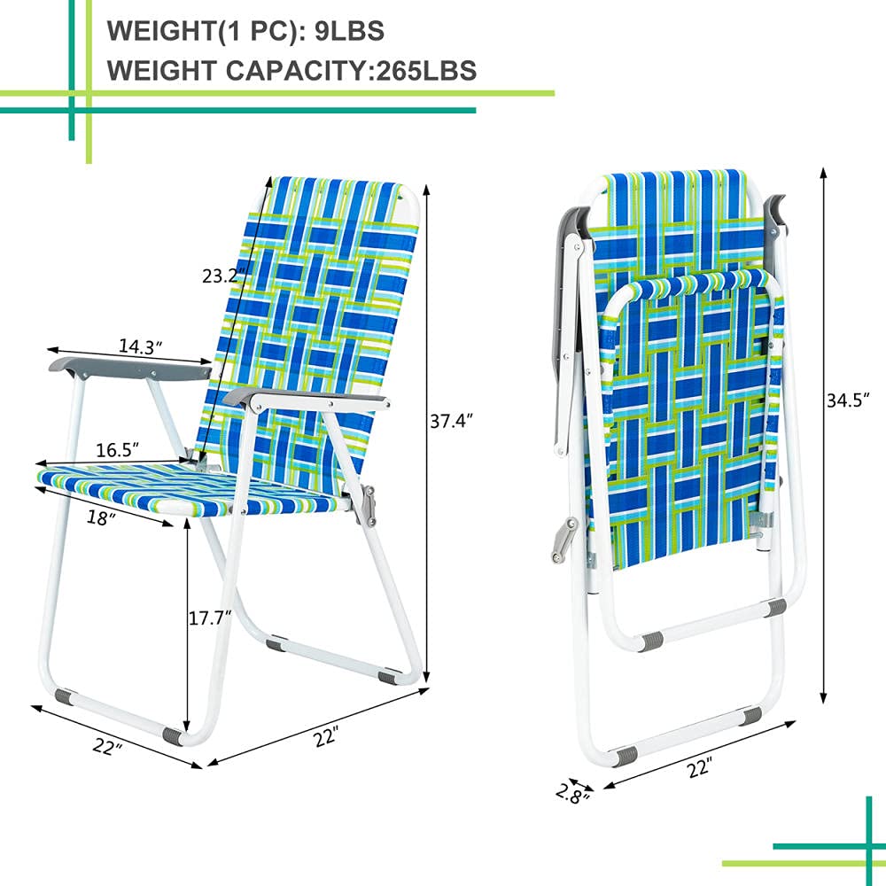 2 Pack Portable Folding Lawn Chairs for Beach Camping - Lightweight Outdoor Patio Chairs with Webbing Design, Perfect for BBQ, Travel, Picnic & Festival Use