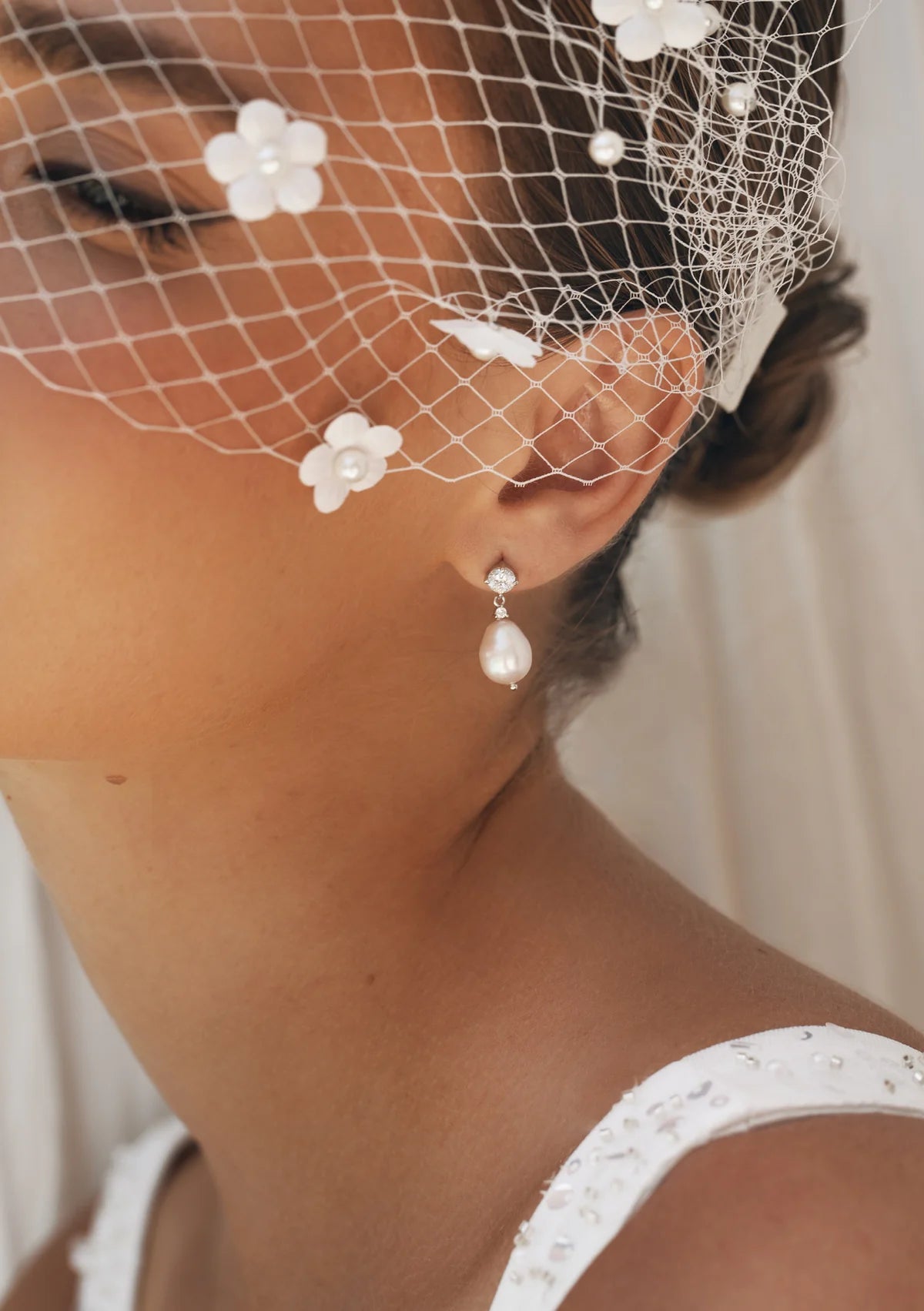Lola Knight Brooklyn Crystal & Pearl Bridal Drop Earrings - Sterling Silver Wedding Jewelry for Brides, Bridesmaids & Special Occasions