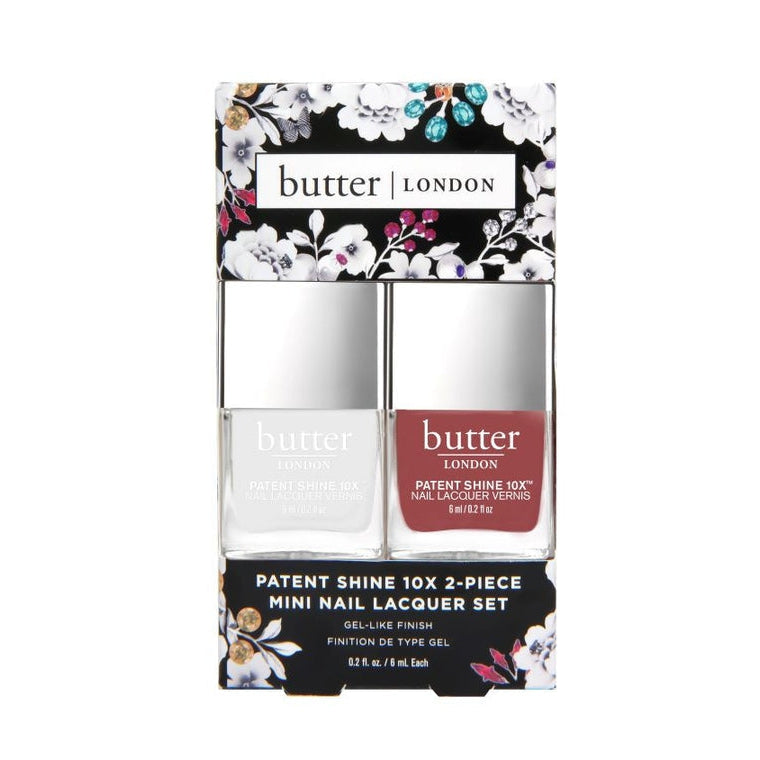 Butter London Patent Shine 10X Nail Lacquer Duo - Cotton Buds & Toff Mini Set for At-Home Manicures & Nail Art